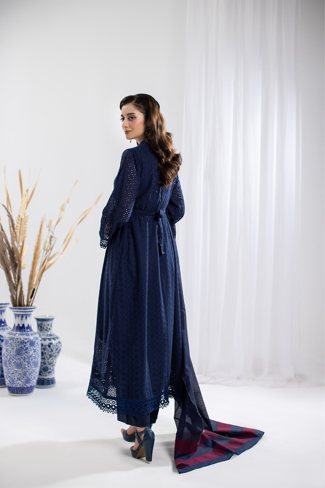Elegant Chikenkari Blue Embroidered Stitched Suit - Raqsam Traditional Indian Wear for Weddings & Festivals