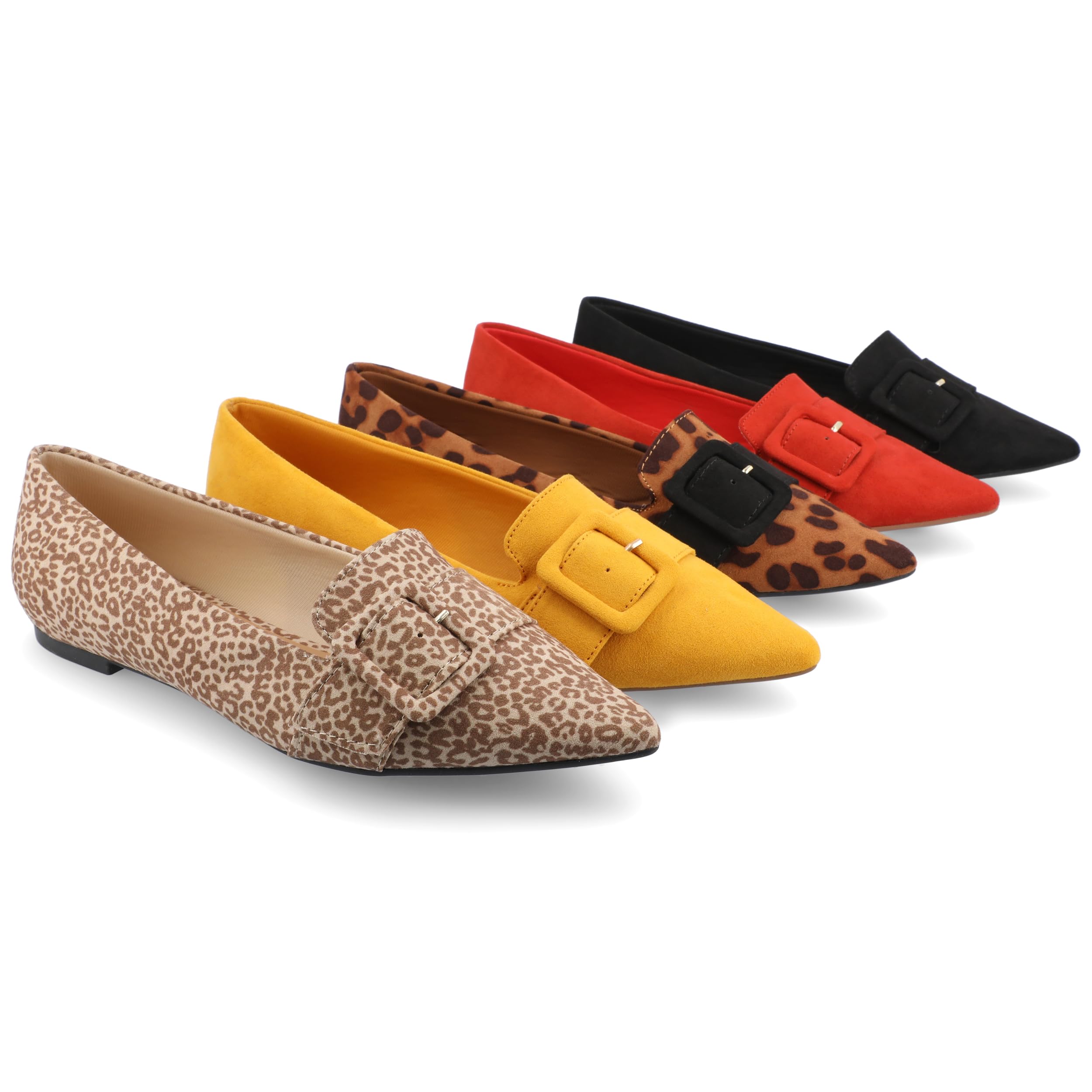 Journee Collection Women's Comfortable Ballet Flats - Lightweight Slip-On Shoes for Work, Travel & Everyday Wear