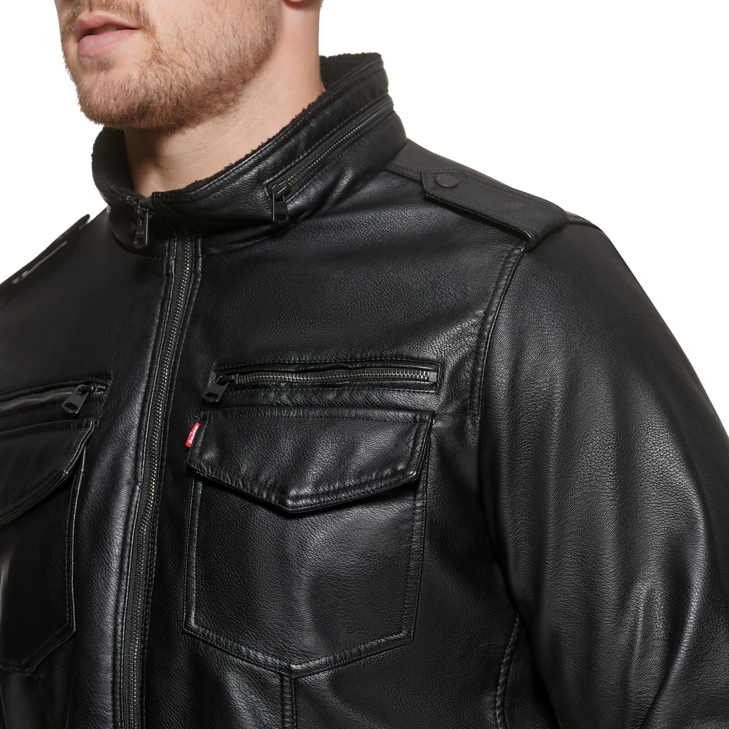 Levi's Men's Faux Leather Aviator Bomber Jacket - Regular, Big & Tall Sizes | Stylish Outerwear for Casual Wear, Night Out & Motorcycle Riding