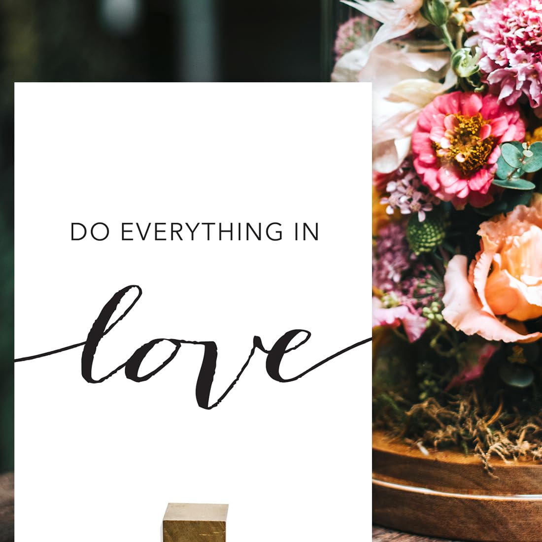 Inspirational Bible Verse Wall Art - Unframed Black & White Poster Print 'Do Everything in Love' 1 Corinthians 16:14 - Christian Home Decor for Living Room, Bedroom & Office