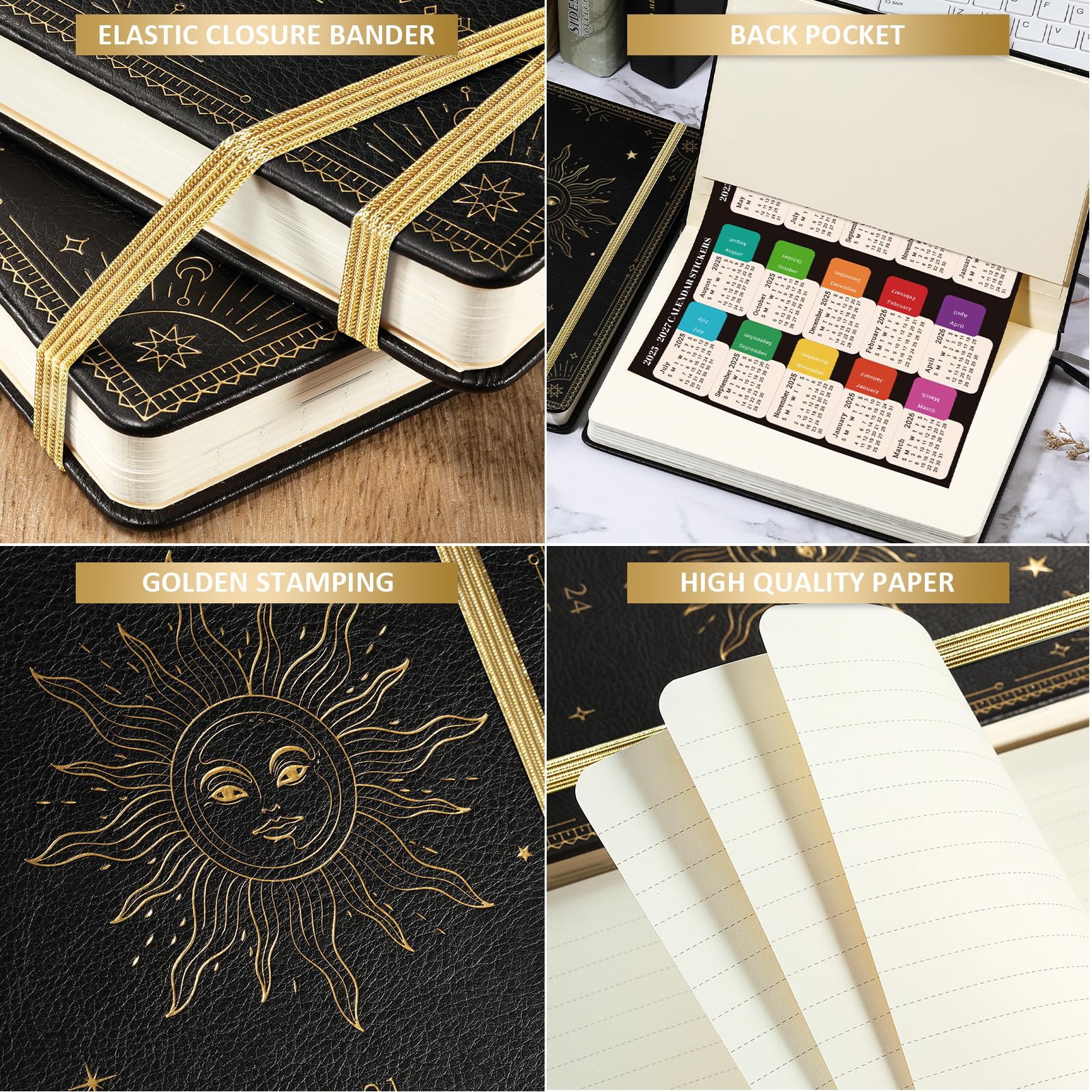 Artfan 2025-2026 Academic Planner - Premium Leather Cover Weekly Planner with Gold Foil Stamping, July 2025 to June 2026, Includes 25 Note Pages & Accordion Pocket for School, College, Office & Personal Organization (Black)