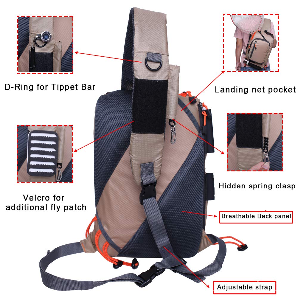 Kylebooker Fly Fishing Sling Pack - Waterproof Shoulder Bag for Tackle Storage - Perfect for Fly Fishing, Hiking & Outdoor Adventures