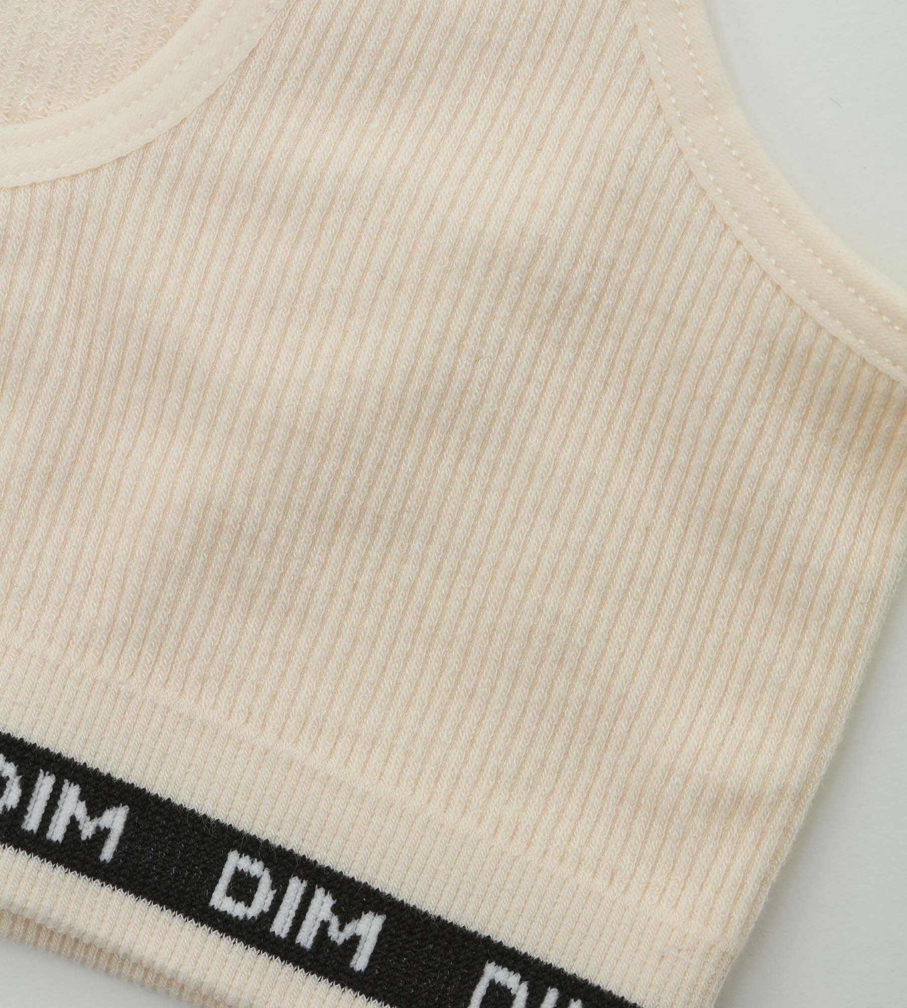 Dim Icons Beige Ivory Ribbed Fabric Bra for Girls - Perfect for School, Sports & Everyday Comfort