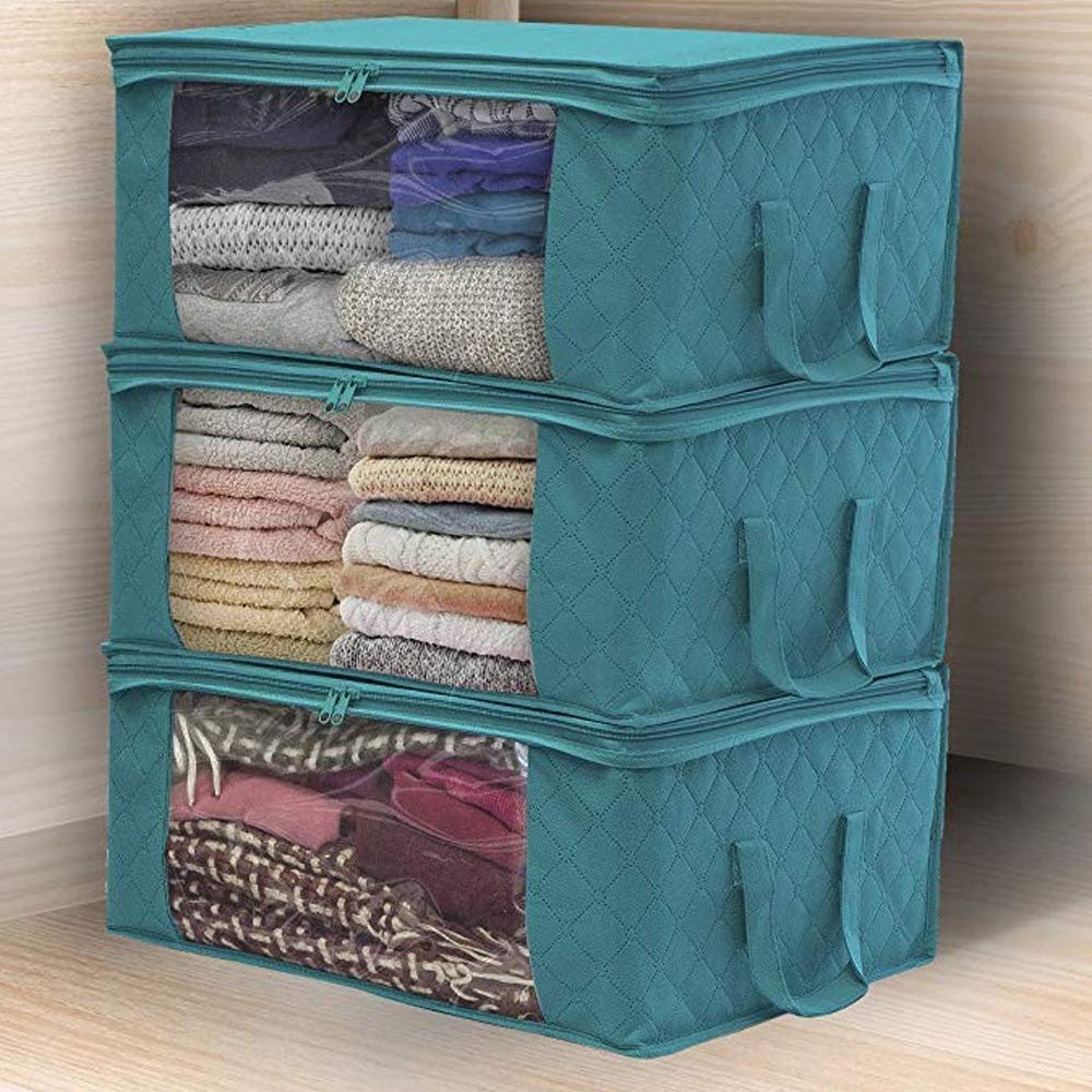 Foldable Storage Box with Zipper - Breathable Non-Woven Fabric Laundry Hamper for Dirty Clothes, Moisture-Proof Quilt Organizer - Perfect for Bedroom Closet, Nursery, Dorm & Travel Storage