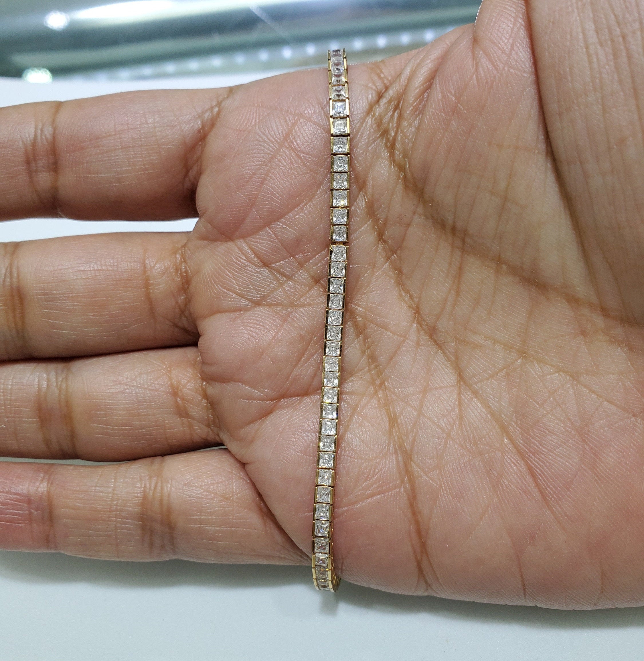 3 Carat Princess Cut Cubic Zirconia Tennis Bracelet - Elegant Channel Set Sterling Silver Jewelry for Women - Perfect for Weddings, Anniversaries & Special Occasions