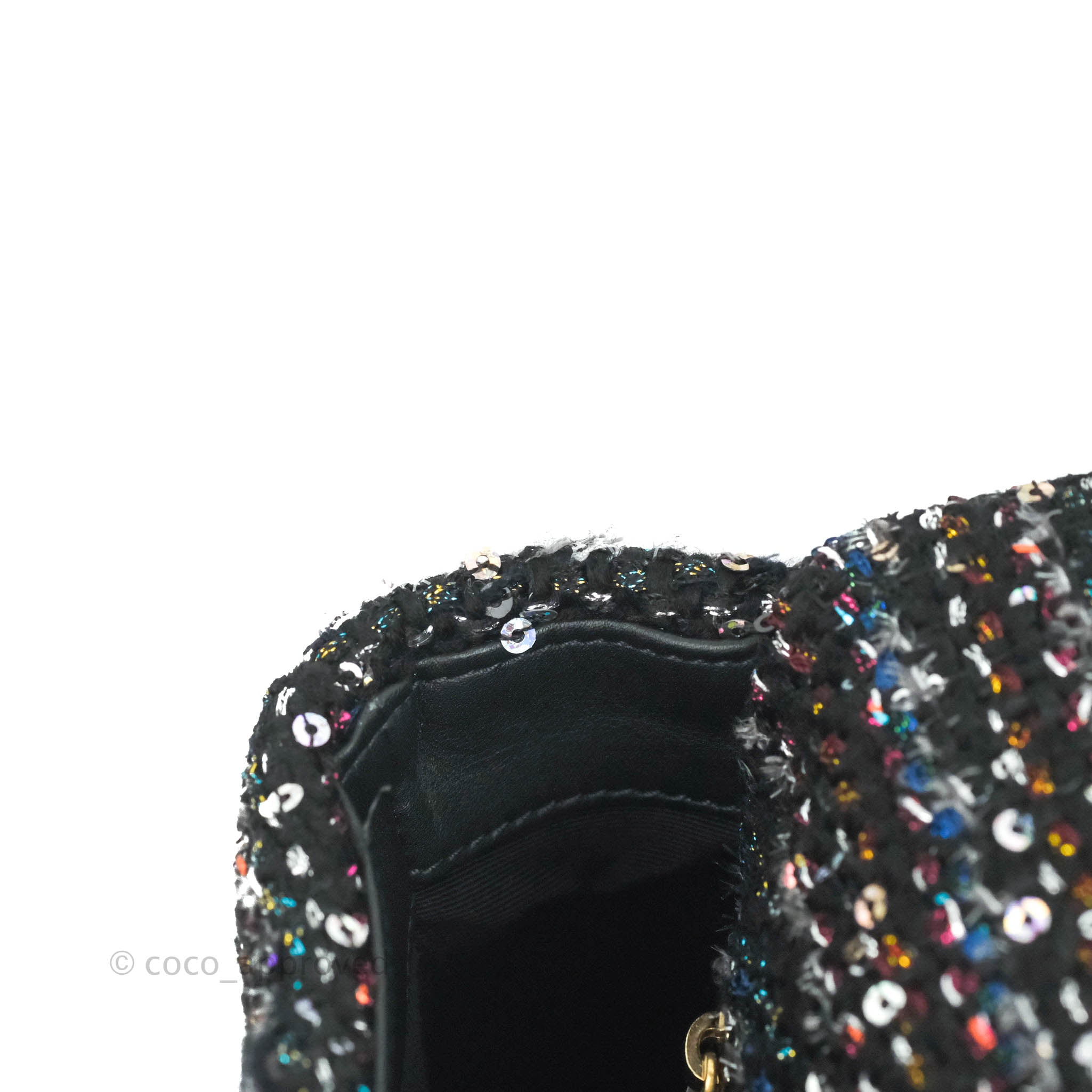Chanel 19 Tweed Sequin Quilted Flap Bag Black Multicolor - Luxury Designer Handbag for Women, Perfect for Evening Parties & Special Occasions