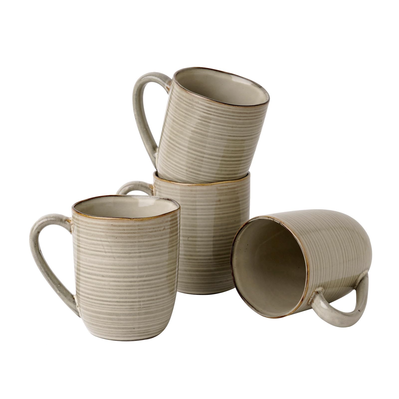 Famiware 14oz Stoneware Coffee Mugs Set of 4 - Microwave Safe for Home & Office Use