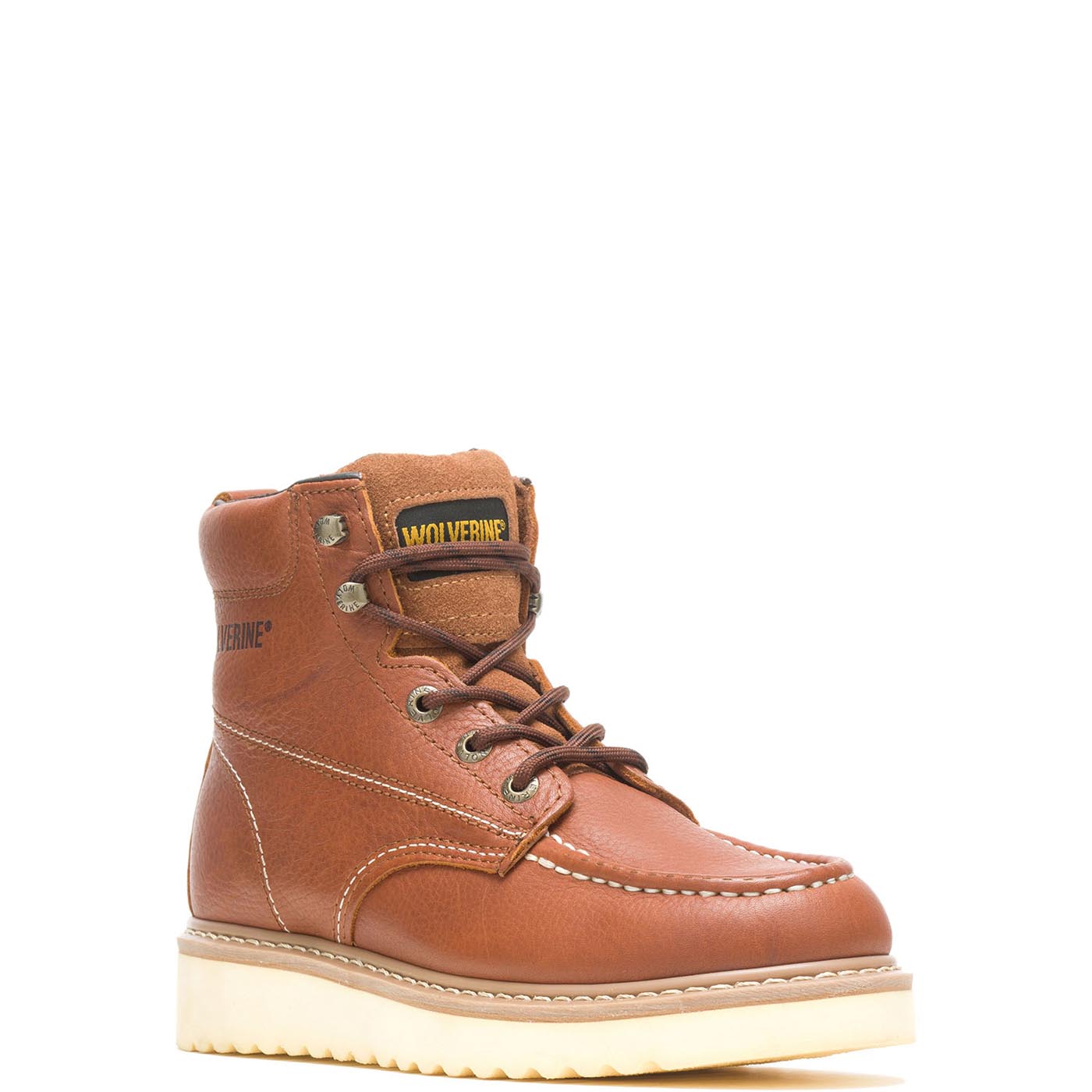 Moc Toe 6-Inch Steel Toe EH Safety Work Boots for Men - Tan Leather Construction Work Boots - Ideal for Construction, Warehouse & Industrial Work