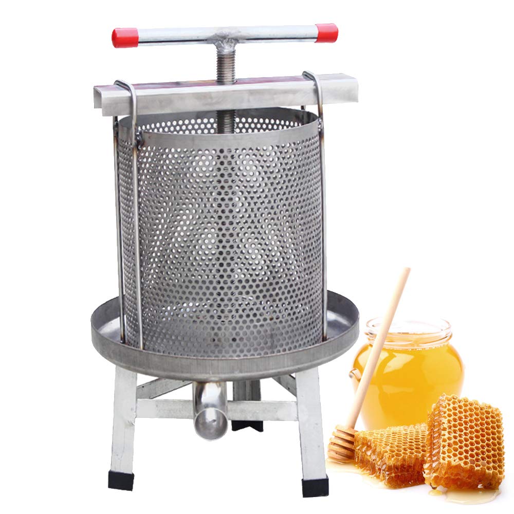 Stainless Steel Manual Honey Press Extractor - Beeswax Press Machine for Beekeeping, Wine Making & Juice Extraction | Durable 201 Stainless Steel Beekeeping Tool for Home & Commercial Use | Perfect for Harvesting Pure Honey, Crafting Mead & Fresh Juices