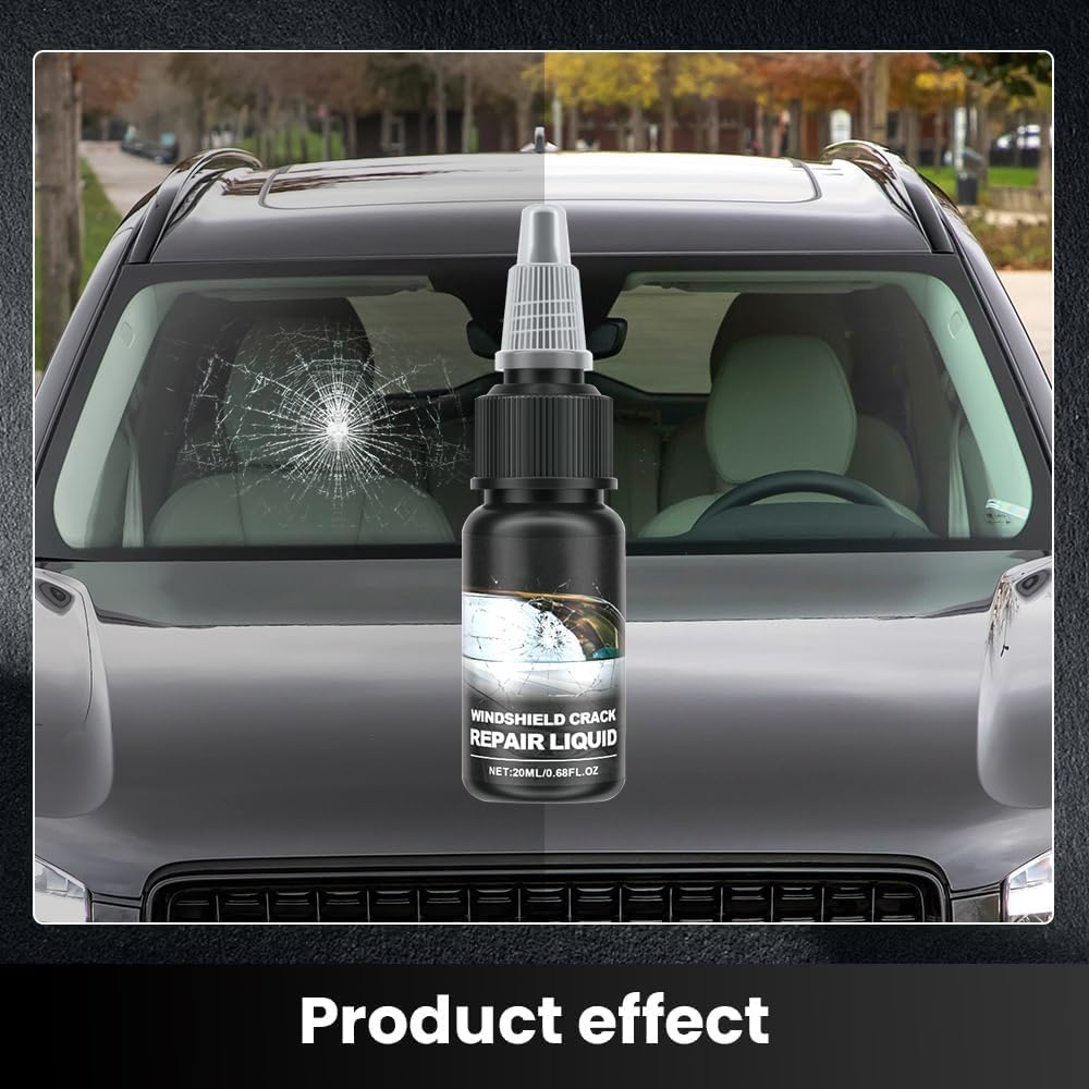 2PCS Windshield Crack Repair Kit - Car Glass Scratch & Chip Repair Glue with Fluid - Fix Windshield Cracks & Chips - Perfect for DIY Auto Glass Repair at Home or On the Road