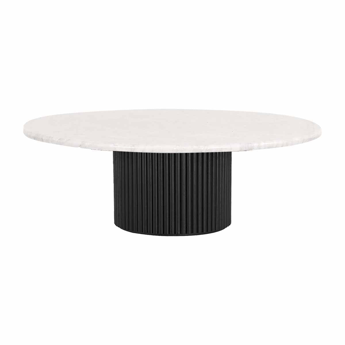 Modern Round Coffee Table - Black Oak & Carrara Marble Top - 39