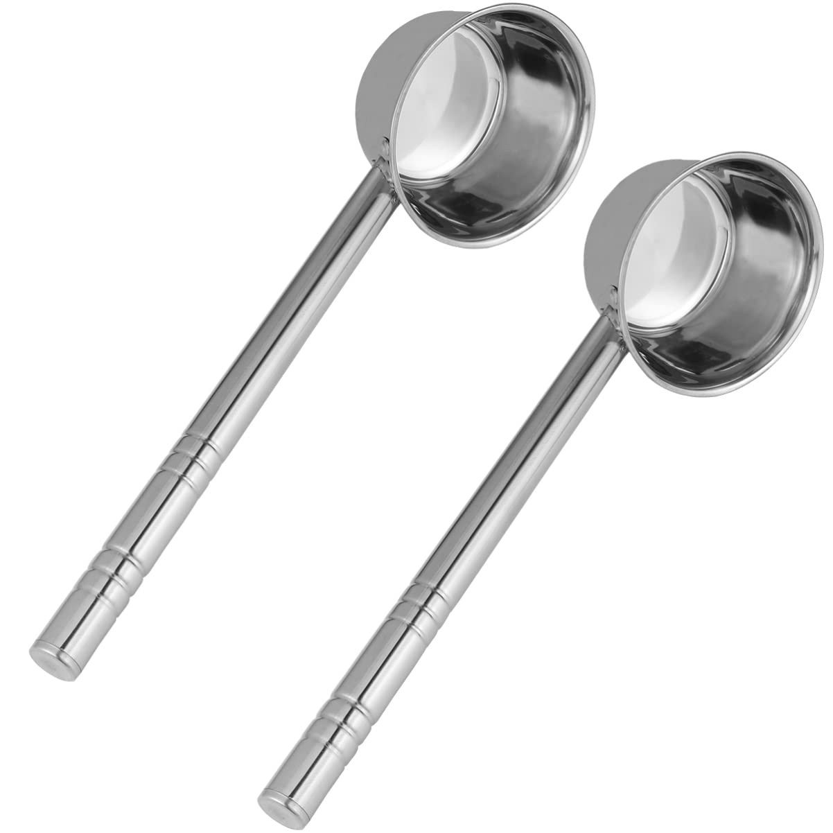 Stainless Steel Soup Ladle with Long Handle - 2 Pack Kitchen Serving Spoons (12cm) for Cooking, Hair Washing & Water Scooping | Durable Kitchen Utensils for Soup, Stew & Shampoo Application