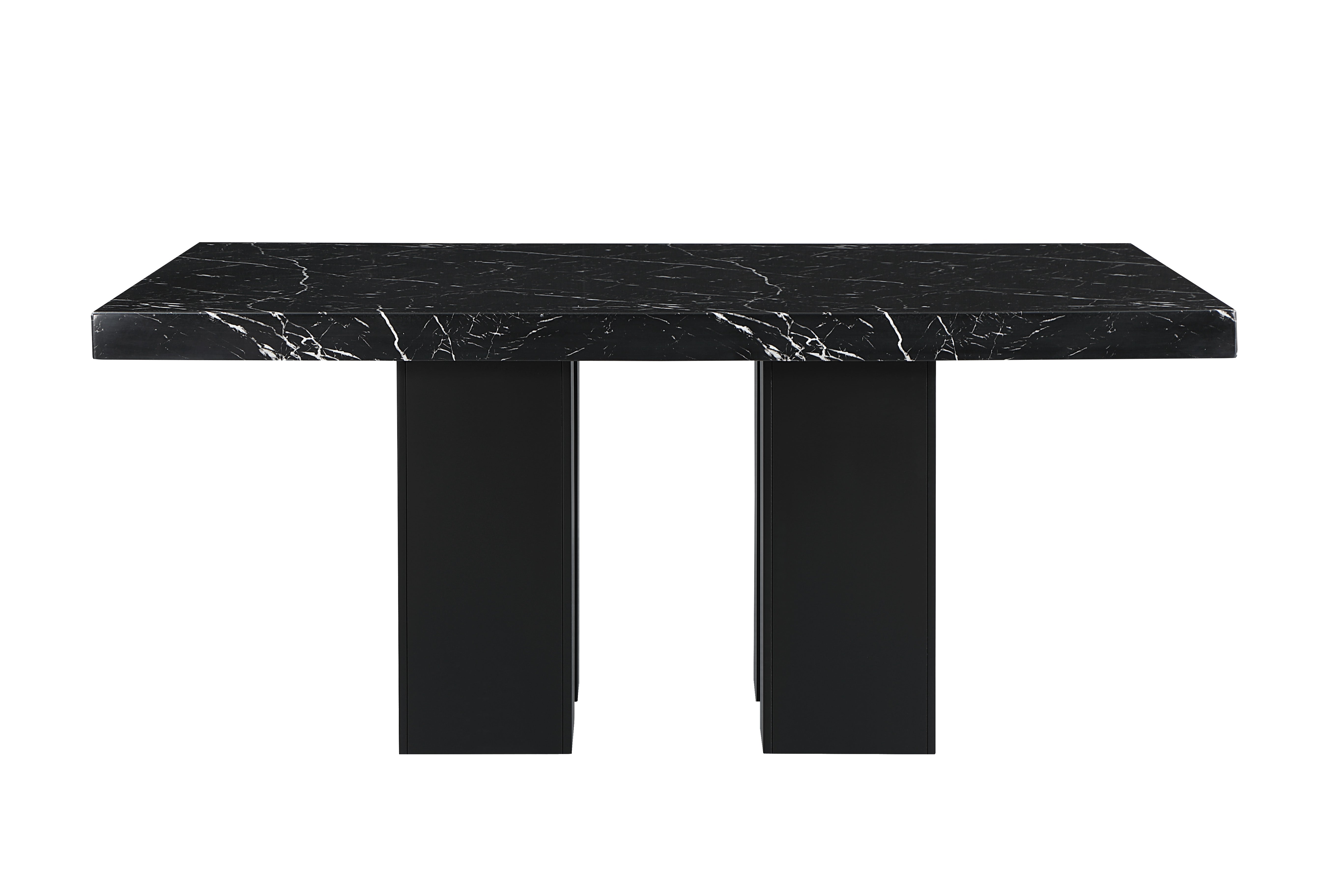 Elegant Faux Black Marble Dining Table with Velvet Upholstered Chairs Set - Gold Nailhead Trim for Modern Home Decor | Perfect for Dining Room, Kitchen, or Small Space Entertaining