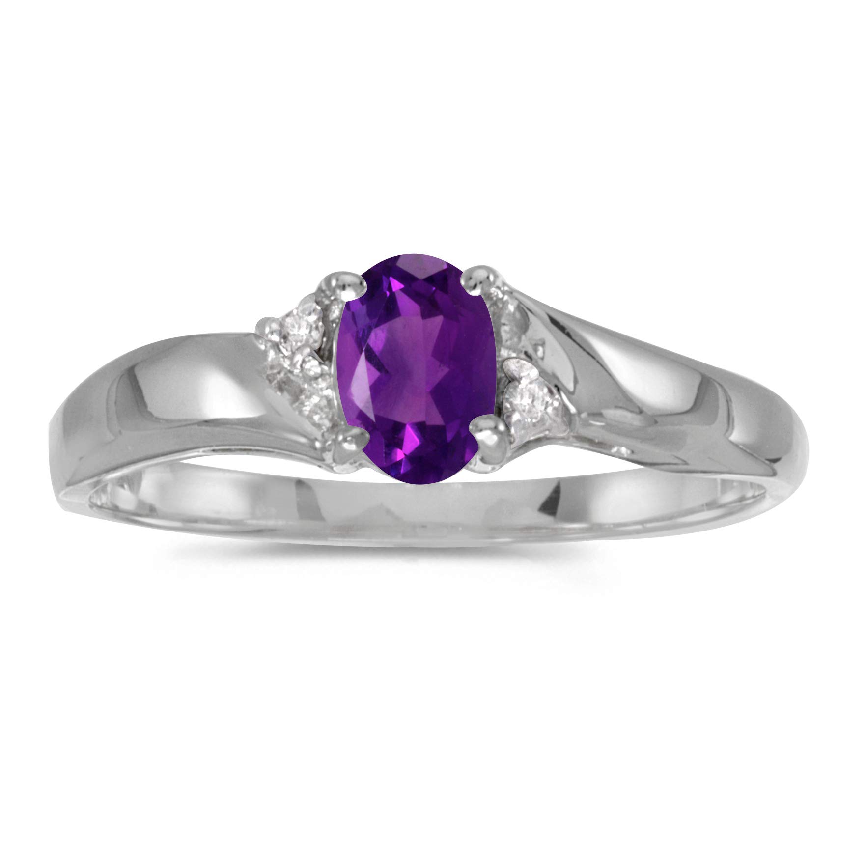 Jewels By Lux 925 Sterling Silver Oval Gemstone & Diamond Engagement Ring for Women - Perfect for Wedding, Proposal, Anniversary & Special Occasions