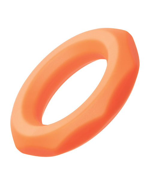 Alpha Liquid Silicone Sexagon Cock Ring - Stretchy & Comfortable Orange Cock Ring for Men - Enhance Intimacy & Pleasure During Sex