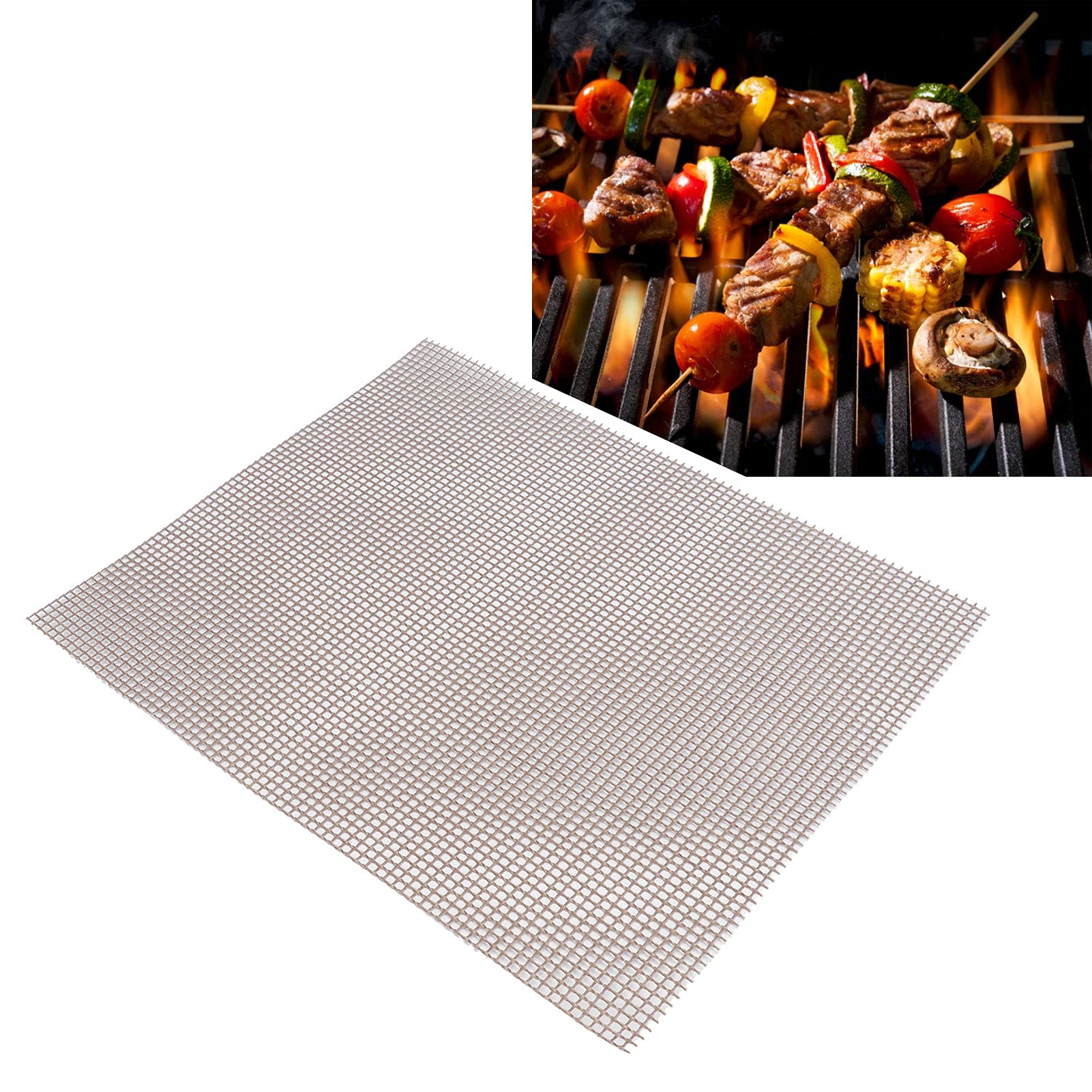 Heavy Duty Non-Stick BBQ Grill Mats - Food Grade Fiberglass Cloth for Gas, Charcoal & Pellet Grills (Brown, 36x42cm) - Perfect for Outdoor Cooking, Backyard BBQs, Camping & Picnics