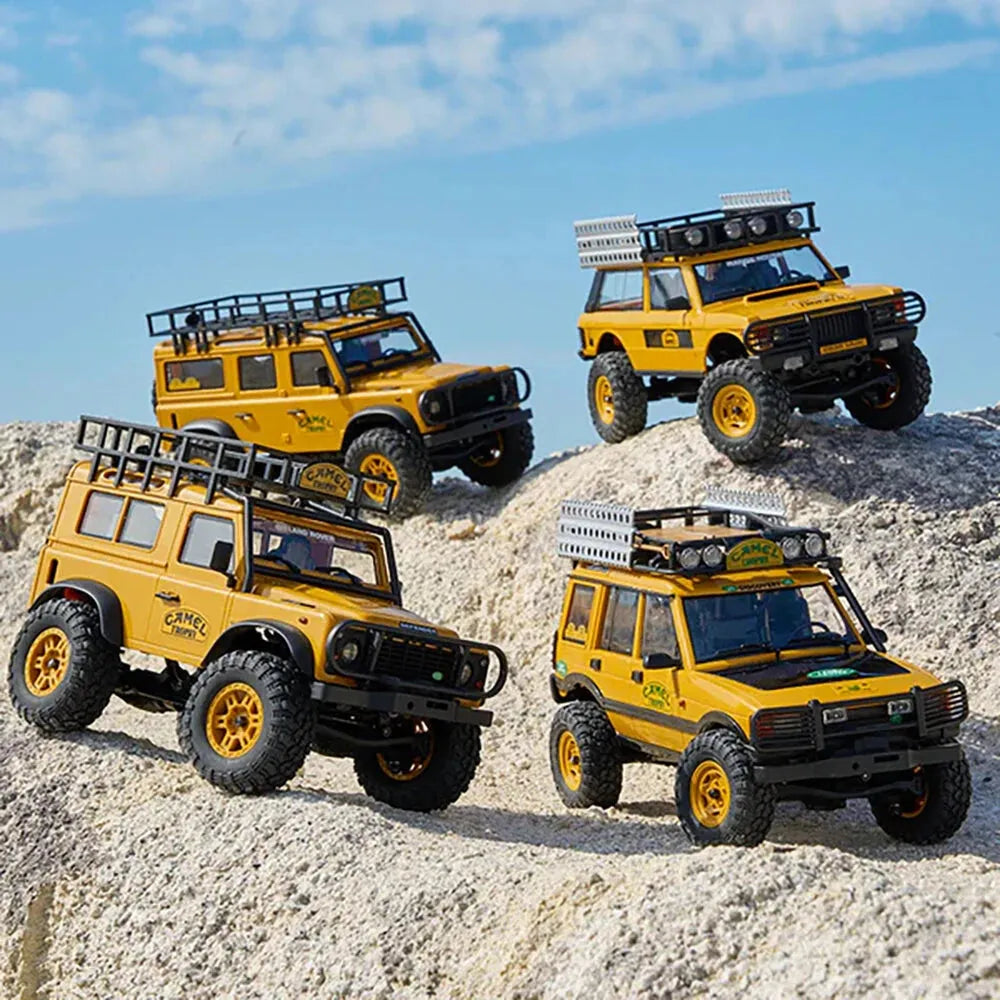FMS FCX24M 1/24 Scale 4WD RC Rock Crawler Truck - Licensed Range Rover Camel Trophy Edition with LED Lights | 2.4G Remote Control Off-Road Vehicle for Indoor/Outdoor Crawling & Trail Adventures