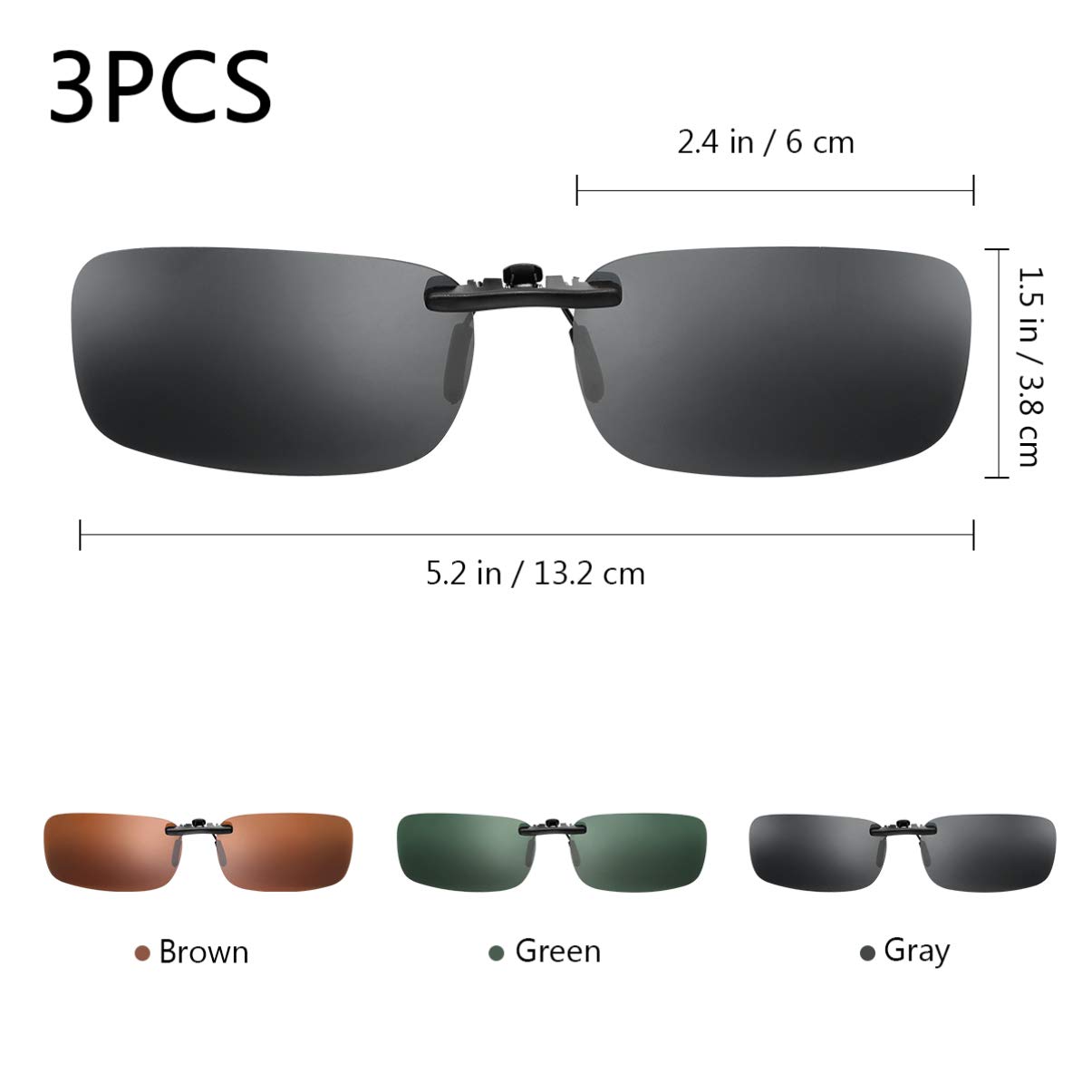 3PCS Polarized Clip-On Sunglasses for Prescription Glasses - Anti-Glare UV Protection Driving Glasses - Lightweight Rimless Clip-On Shades for Myopia & Reading Glasses - Perfect for Driving, Outdoor Sports & Daily Use