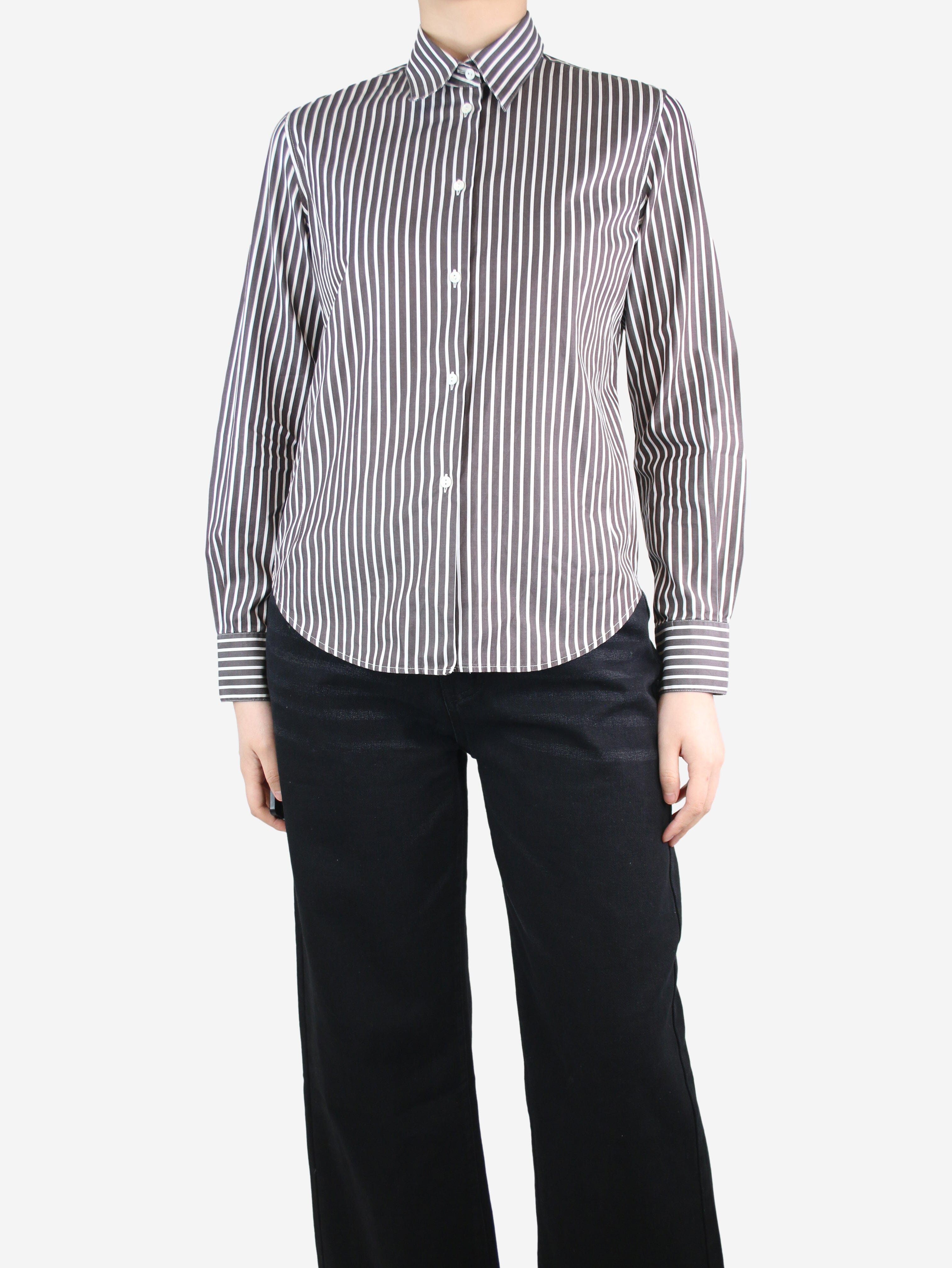 Stylish Brown Striped Casual Shirt for Women - Size UK 10 (US 6) - Perfect for Office, Dating & Everyday Wear