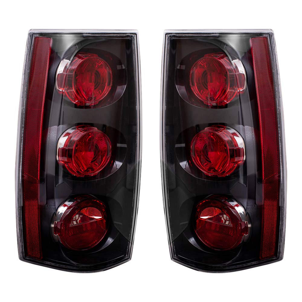 2007-2014 GMC Yukon Denali Replacement Tail Lights Set - Driver & Passenger Side with Black Bezels (Part #25975977, 25975978) | Durable LED Brake Lights for Enhanced Safety & Style | Perfect for Night Driving & Off-Road Adventures