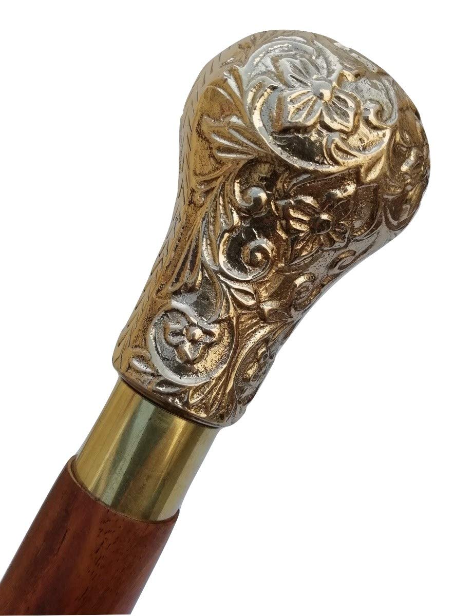Premium Walking Cane with Solid Brass Handle - Adjustable Height Cane for Men & Women - Ideal for Hiking, Travel & Elderly Support - Durable Mobility Aid Gift