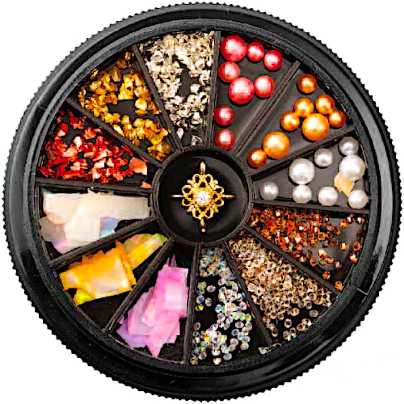 Mixed Nail Art Decoration Wheels - 12PCS Nail Design Accessories Kit for DIY Manicure, Salon & Home Use | Perfect for Nail Artists, Beginners & Professional Nail Technicians | Great for Parties, Weddings & Special Occasions