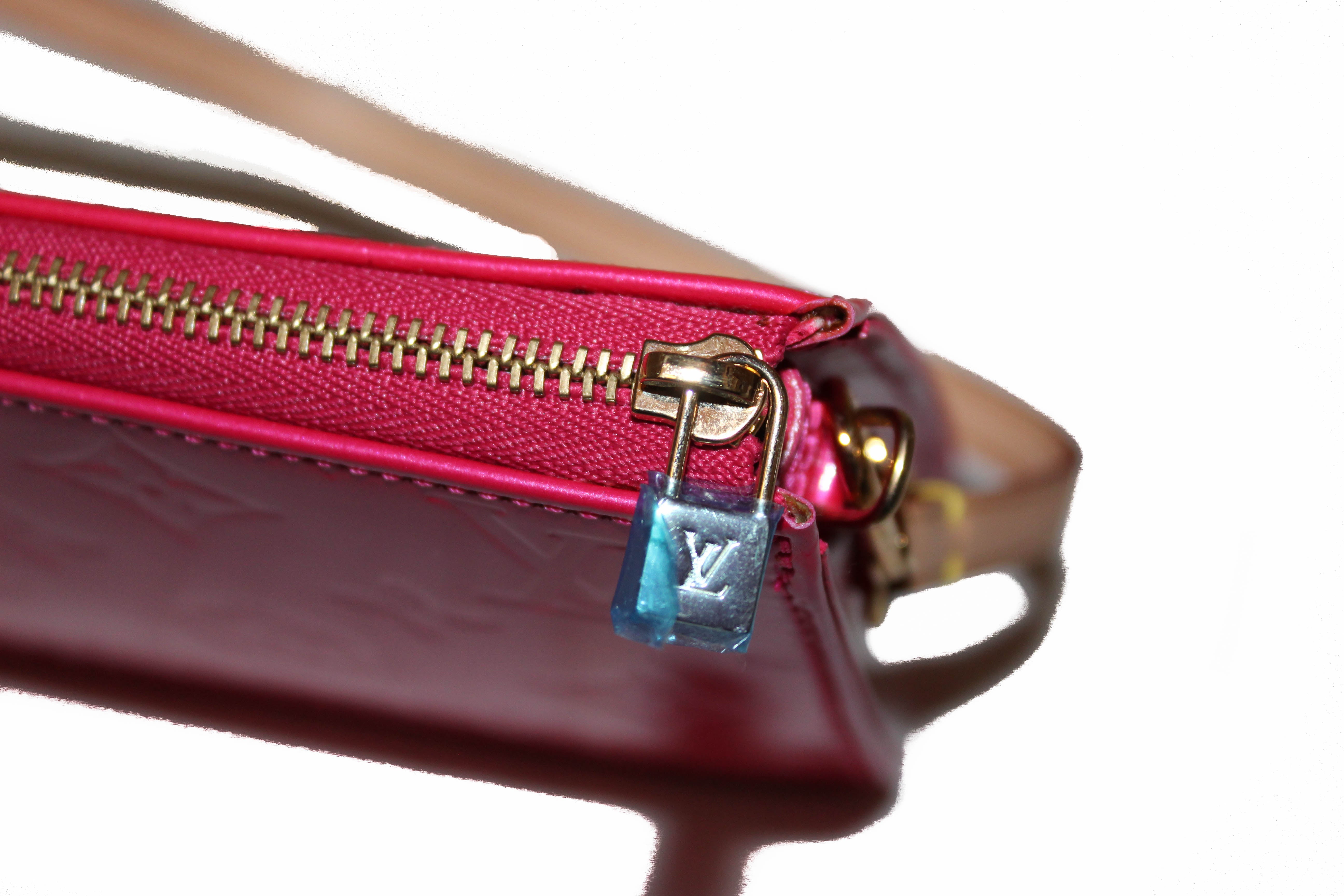 Authentic Louis Vuitton Pink Monogram Vernis Leather Lexington Pochette Handbag for Women - Luxury Evening Clutch, Party & Date Night Accessory