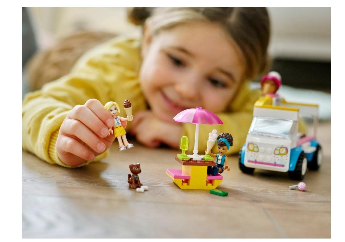LEGO 41715 Friends Ice Cream Truck Building Toy with Dog Figure, Vehicle & Mini-Dolls Dash & Andrea - Creative Play for Kids Ages 4+ | Birthday Gift, Pretend Play, STEM Learning Toy