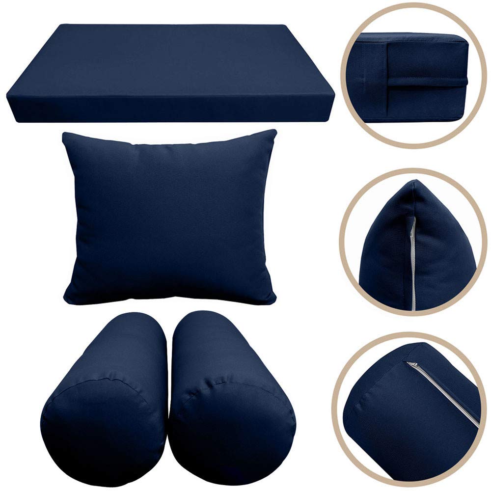 Prolinemax 5-Piece Knife Edge Outdoor Daybed Mattress Cushion & Bolster Pillow Set - Full Size AD101 - Perfect for Patio, Poolside & Garden Lounging