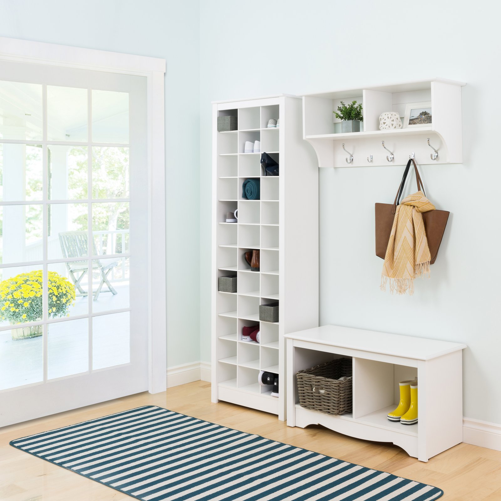 Prepac White Tall Storage Cabinet - 36 Shoe Organizer with Cubbies, Entryway Furniture (13