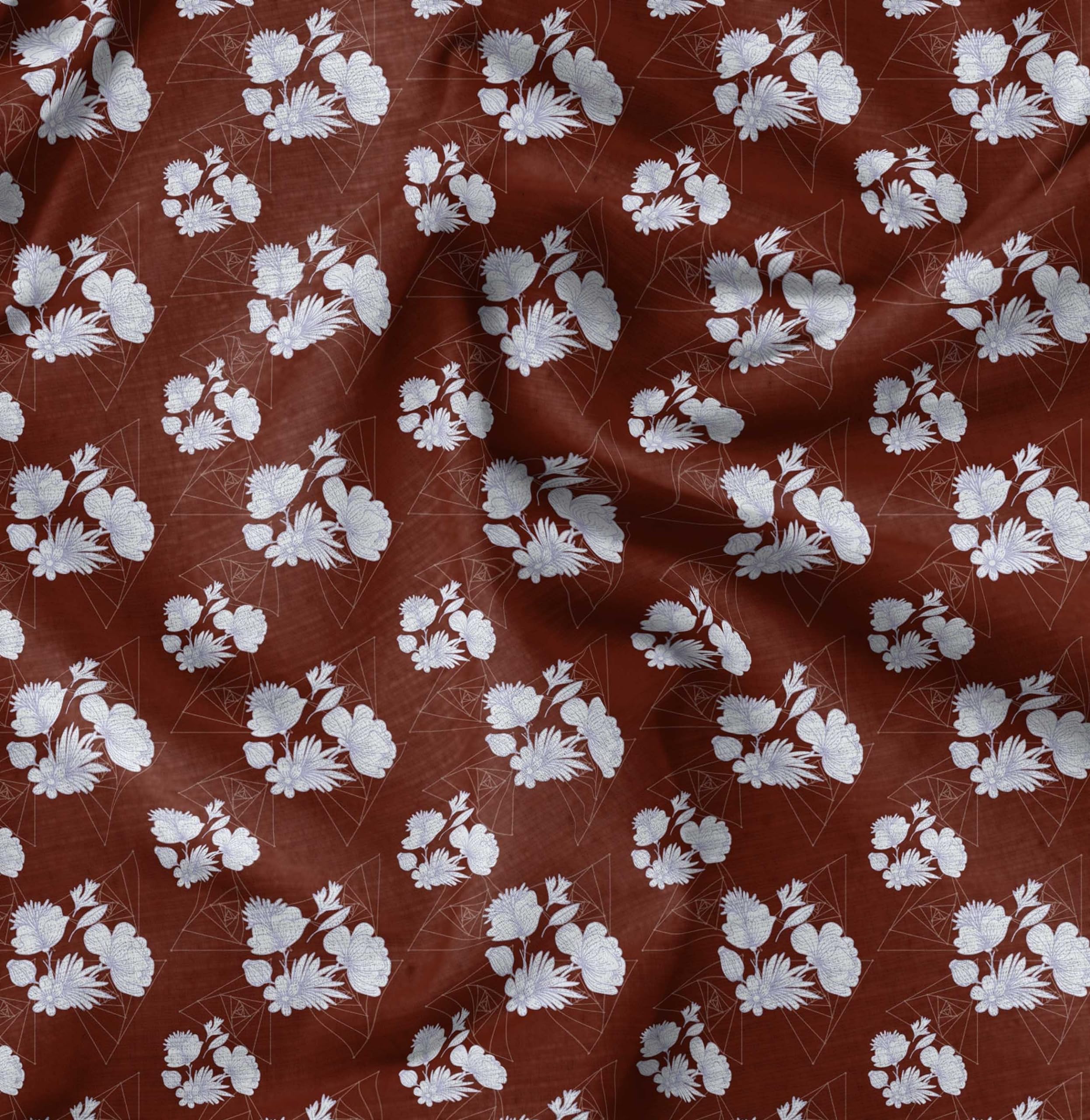 Soimoi Moss Georgette Red Fabric by The Yard - 42 Inch Wide Floral & Geometric Print Fabric for DIY Crafts, Dresses, Curtains & Home Decor - Lightweight Textile for Sewing Projects & Creative Designs