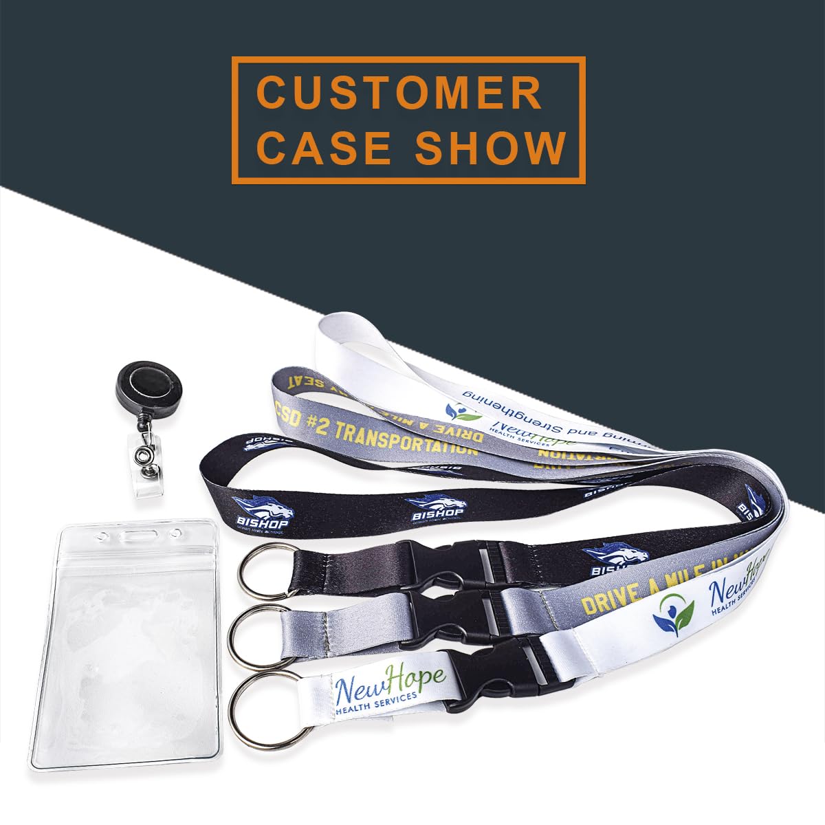 Custom Printed Lanyards with Retractable Reel & Keychain - Personalized Neck Strap for ID Badges, Keys & Work Accessories - Perfect for Offices, Schools, Events & Conventions