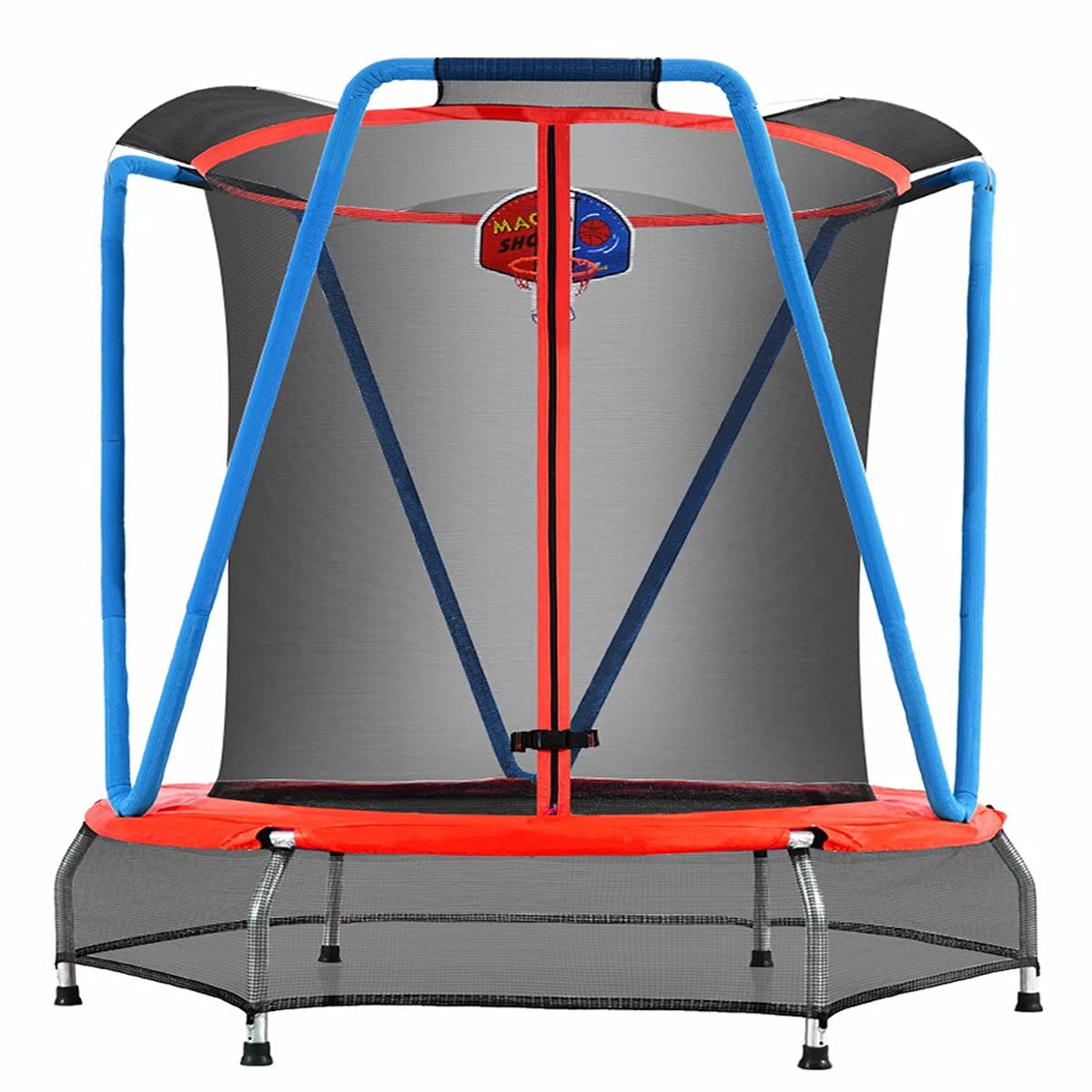 Zupapa Kids Trampoline with Safety Net & Basketball Hoop - Indoor/Outdoor Toddler Trampoline for Ages 2-8 (54/66 Inch) - Perfect for Backyard Play, Birthday Gifts & Preschool Exercise