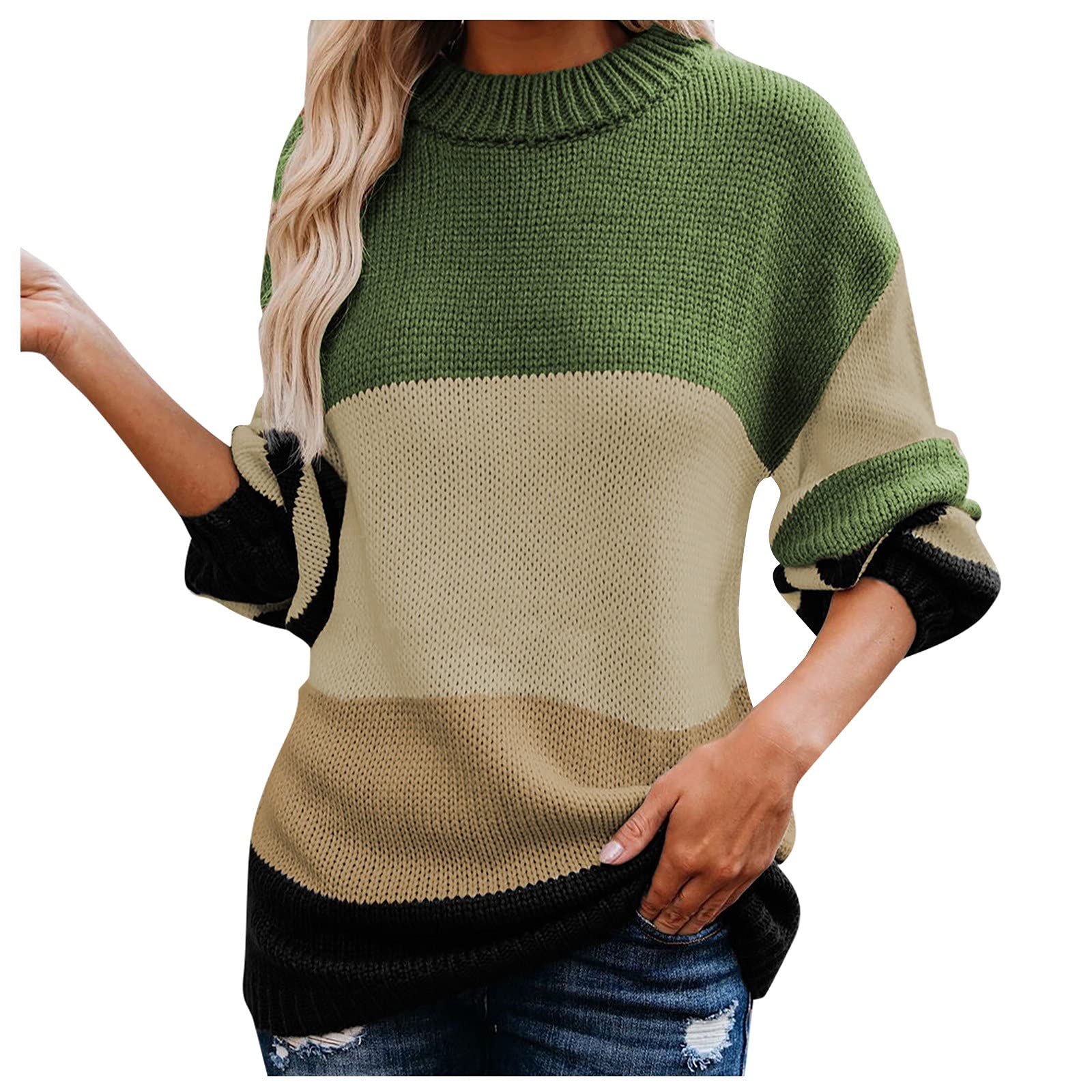 LIHUAK Women's Autumn Knit Pullover Sweater - Loose Batwing Crewneck Jumper for Casual Streetwear | Perfect for Fall Outfits, Layering & Cozy Everyday Wear