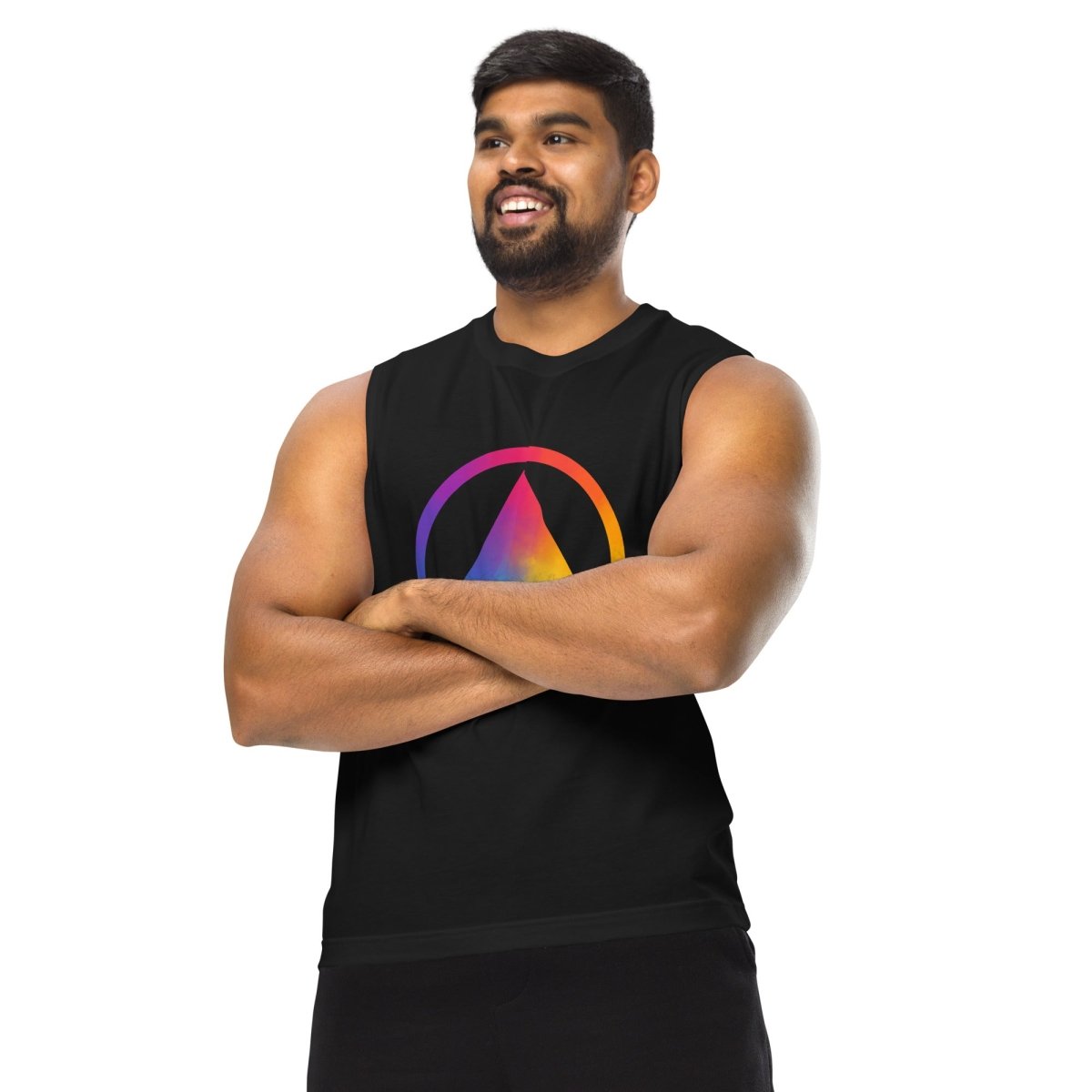 Rainbow Resilience Pride Men's Muscle Tank Top - LGBTQ+ Pride Workout Shirt for Gym, Running & Summer Activities
