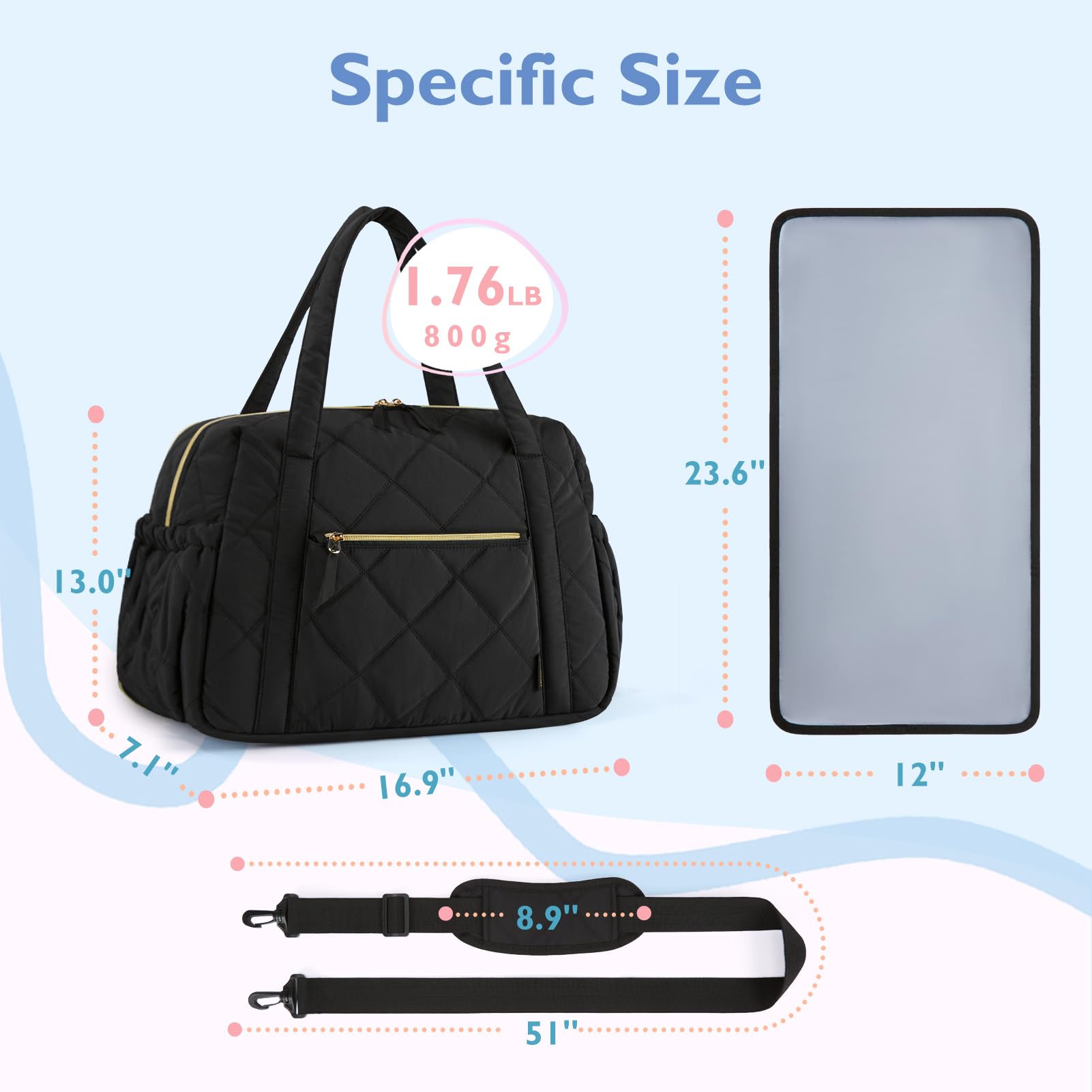 Mommore Large Expandable Diaper Bag Tote for Twins & 2 Kids - Quilted Baby Travel Bag, Hospital Essentials for Mom & Weekender Organizer | Perfect for Daycare, Travel & Family Outings