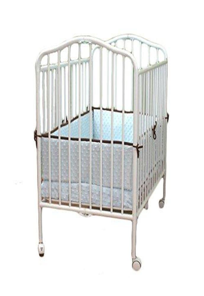LA Baby Mini Portable Crib - Lightweight Travel Crib for Infants & Toddlers, White - Perfect for Nursery, Travel, Daycare & Grandparents' House