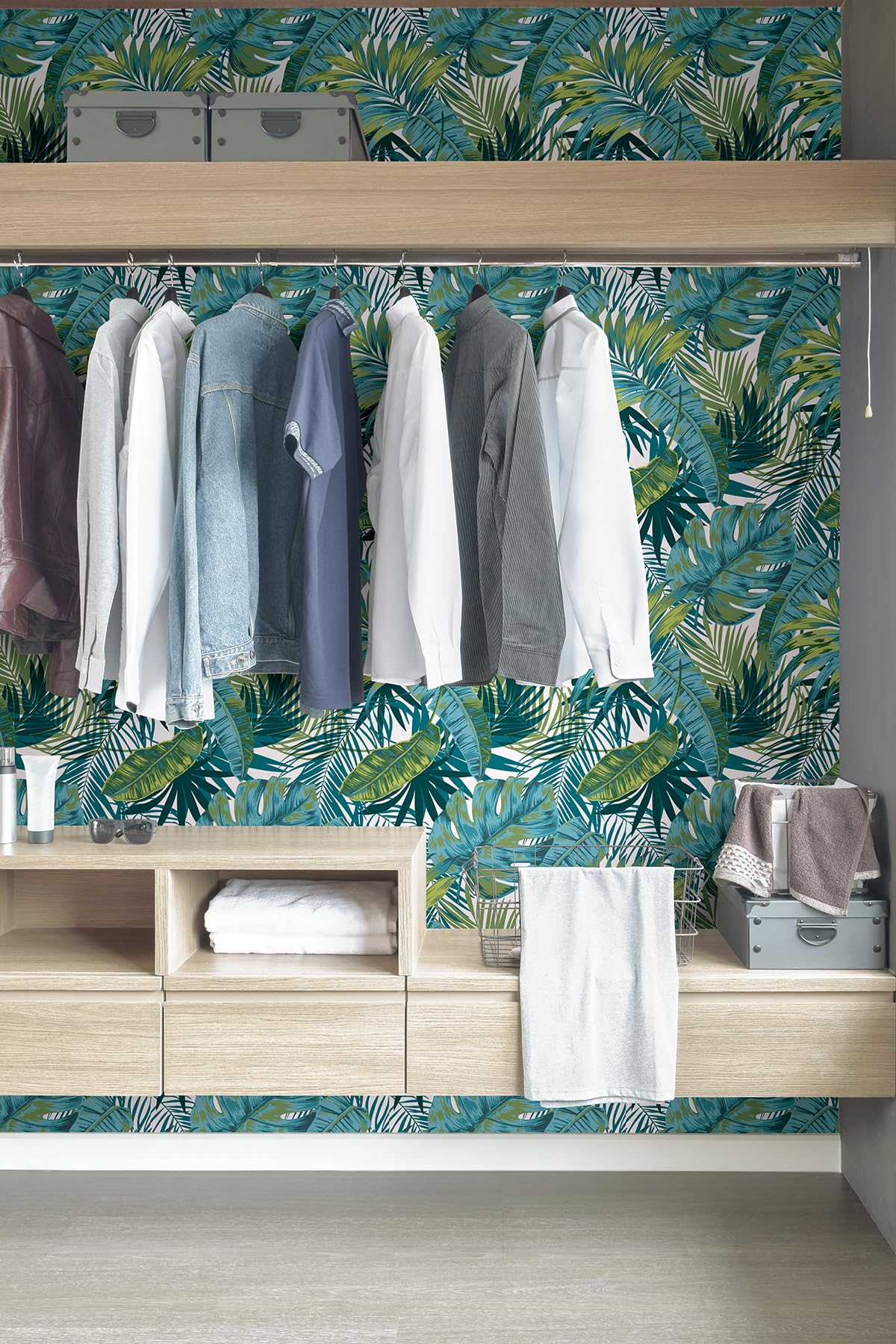 Bangalow Tropical Palm Peel and Stick Wallpaper - Self-Adhesive Removable Wallpaper for Home Decor, Bedroom, Living Room, Nursery - Easy to Install Tropical Leaf Design
