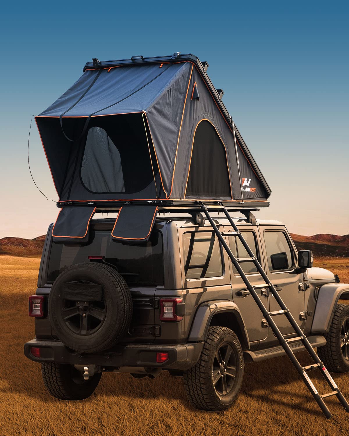 Naturnest Pop Up Hardshell Rooftop Tent for SUV, Truck & Jeep - Waterproof Car Roof Top Camping Tent with Easy Setup | Perfect for Outdoor Adventures, Road Trips & Overlanding