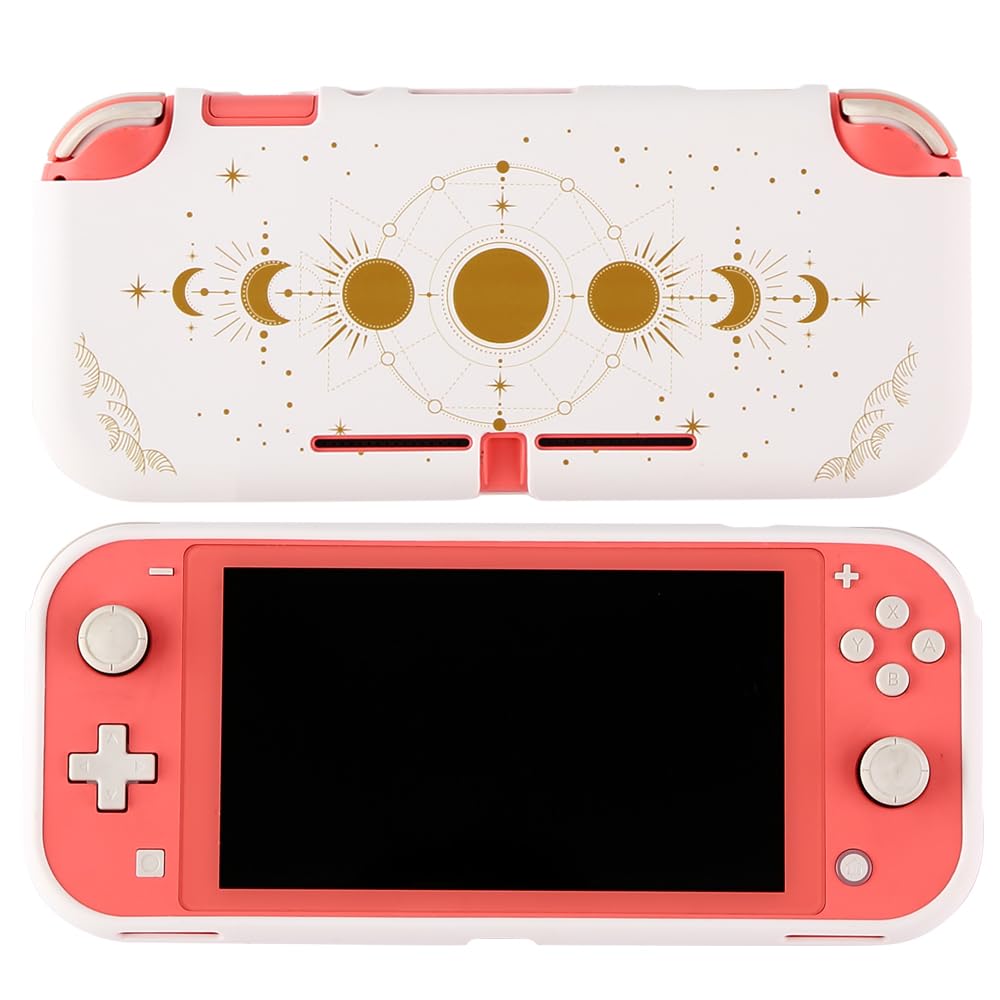 Premium White Moon Phase TPU Protective Case for Nintendo Switch Lite - Soft, Durable, Anti-Slip & Shockproof Cover - Cute Aesthetic Design for Girls & Boys - Perfect for Gaming, Travel & Everyday Protection