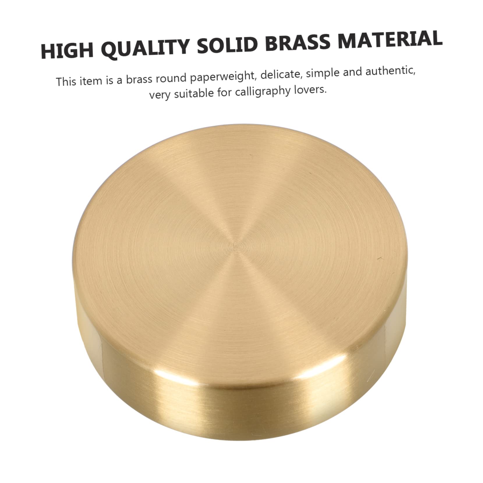 KITANDOVE 2-Piece Brass Round Paperweight Set - Heavy Duty Calligraphy Brush Holder & Painting Tool - Perfect for Artists, Writers & Office Use