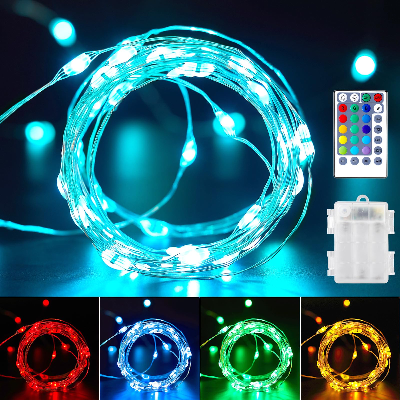 Minetom 33ft 100 LED Color Changing Fairy Lights with Remote & Timer - 16 Colors Waterproof String Lights for Indoor Outdoor Decor - Perfect for Bedroom, Garden, Patio, Wedding & Party Lighting
