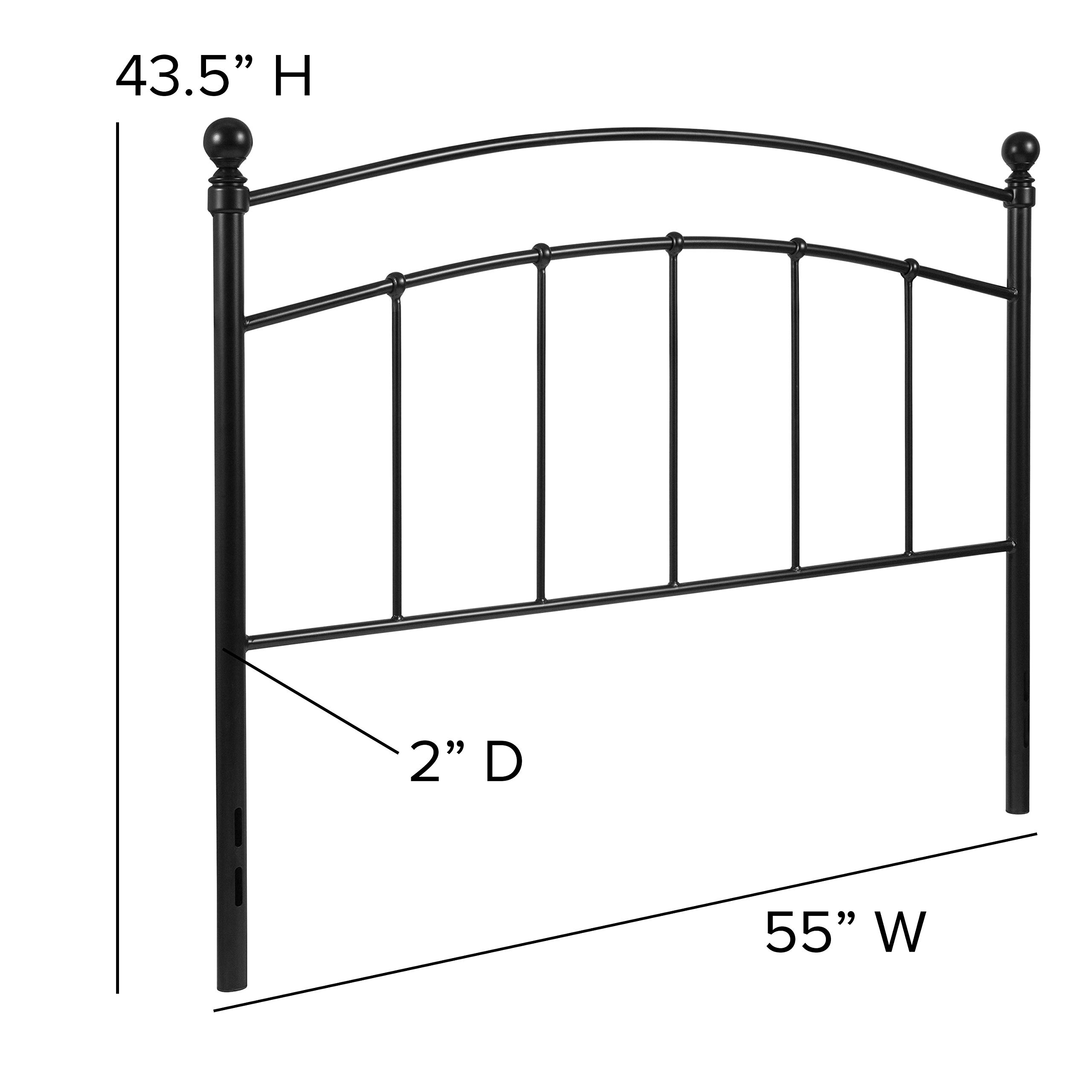 Merrick Lane Kildare Full Size Headboard - Modern Arched Black Metal Bed Headboard with Adjustable Rail Slots for Full Size Bed Frame - Perfect for Contemporary Bedroom Decor & Guest Room Setup