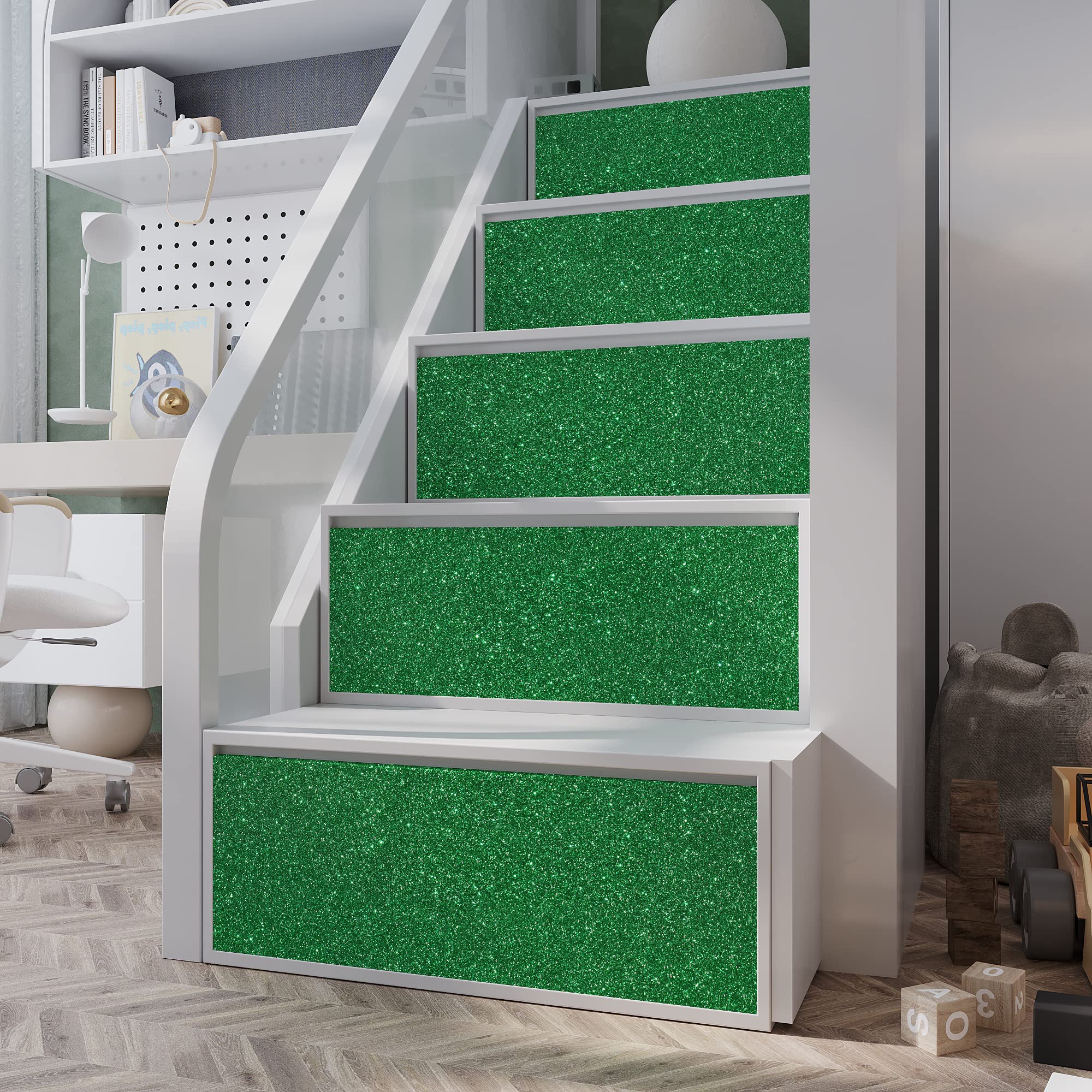 VEELIKE Green Glitter Peel and Stick Wallpaper - 15.7
