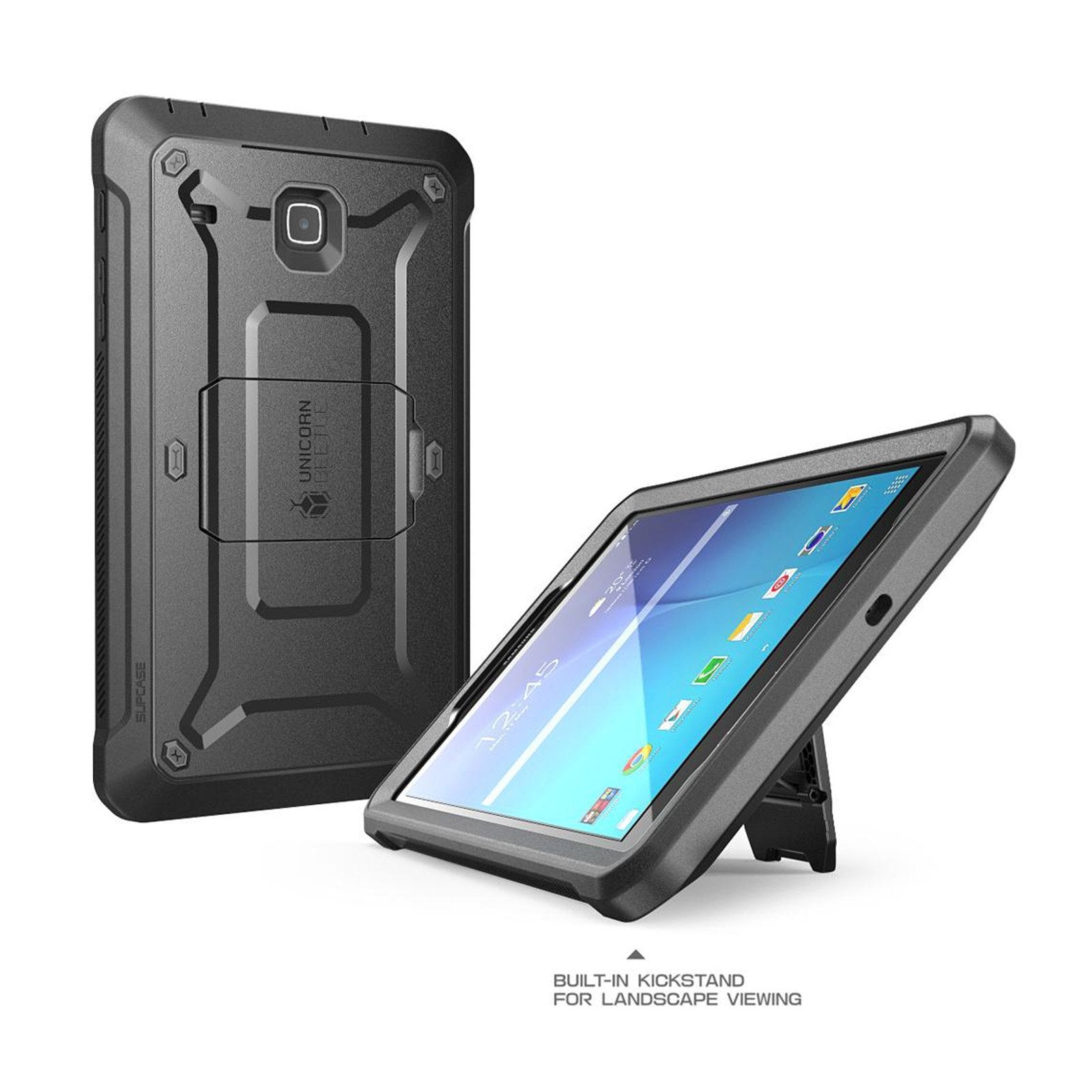 Samsung Galaxy Tab E 8.0 Inch (2016) Unicorn Beetle Pro Heavy Duty Rugged Case with Built-in Screen Protector - Shockproof Protective Cover for Kids, Outdoor & Travel Use - Black