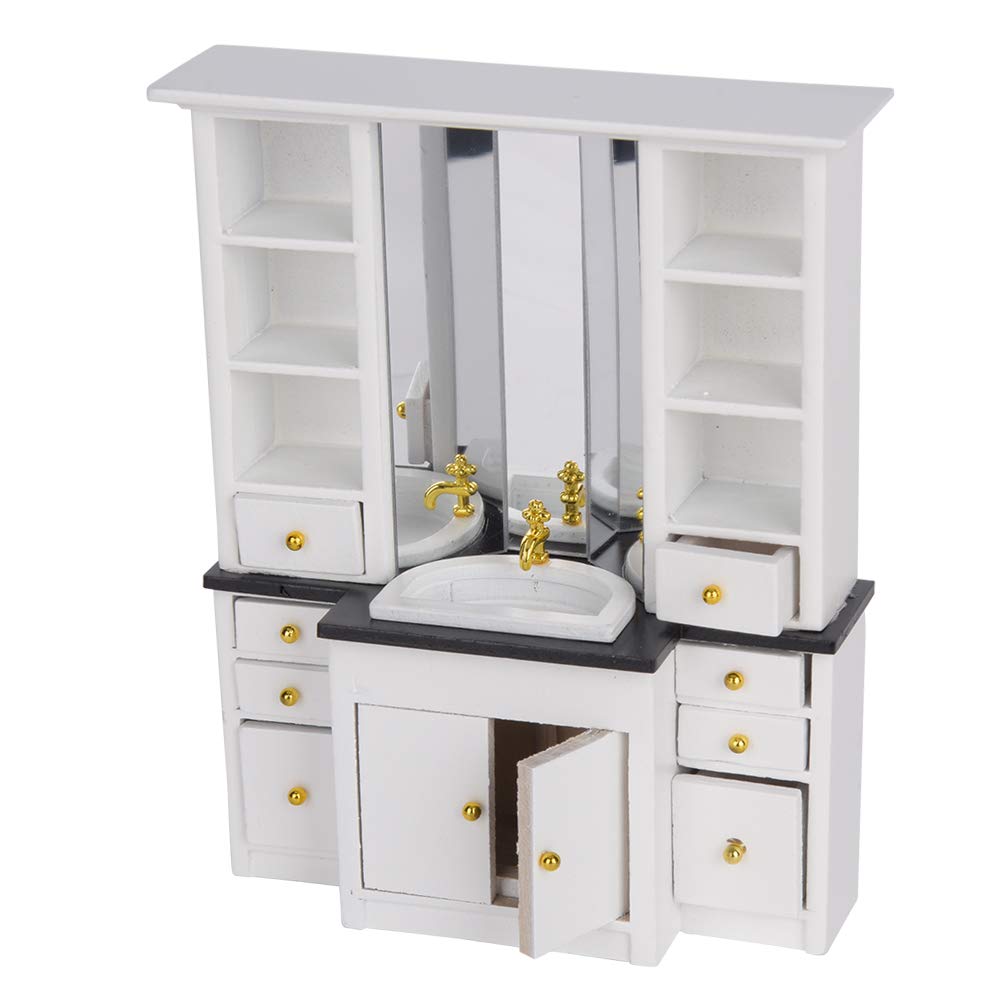 Miniature Wooden Dollhouse Sink - Realistic Bathroom Basin & Kitchen Accessory for Dollhouse Play, DIY Projects & Collectibles | Perfect for Kids' Playhouse, Miniature Displays & Model Home Decor