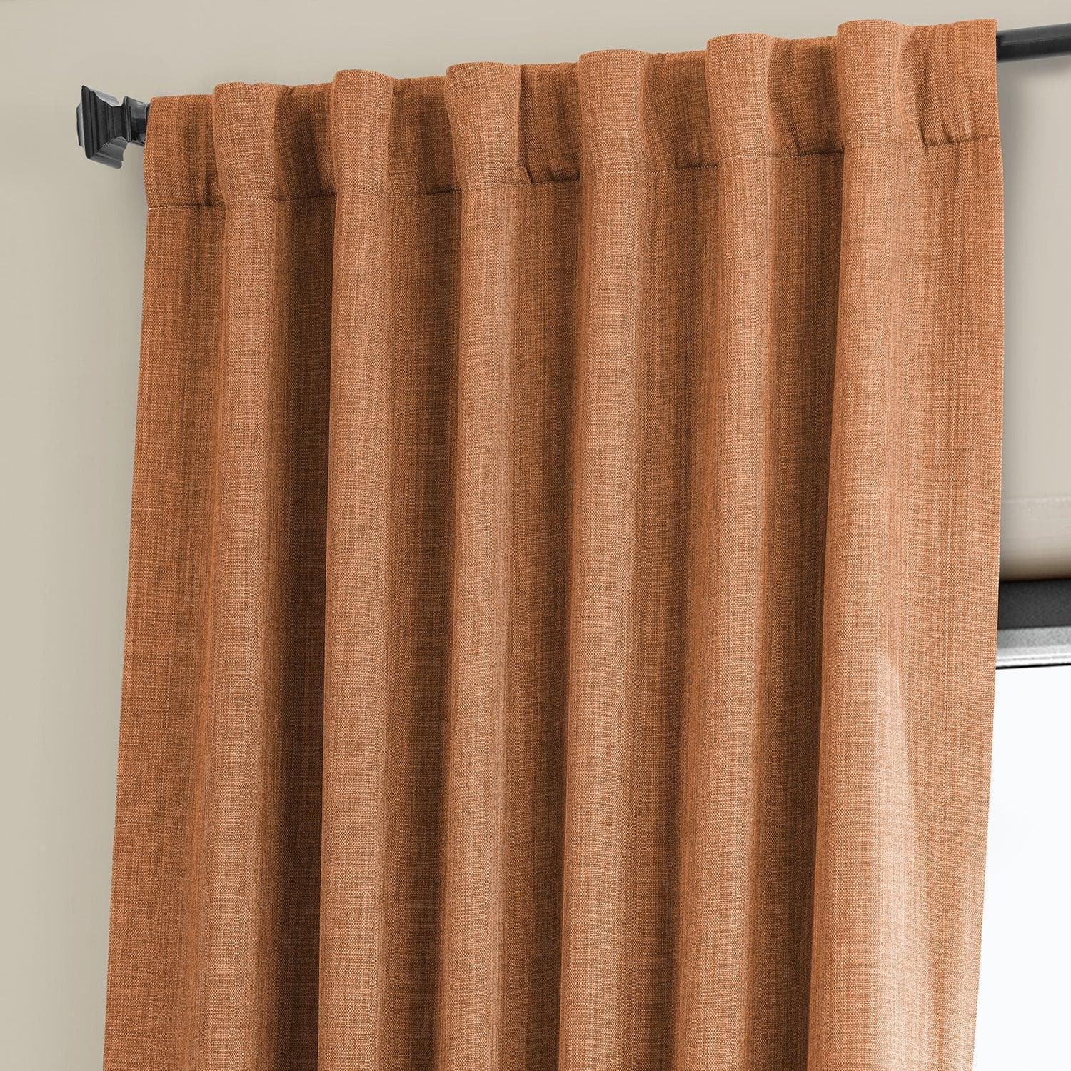 Desert Orange Textured Faux Linen Blackout Curtains for Bedroom & Living Room - Thermal Insulated Window Drapes for Better Sleep & Energy Efficiency