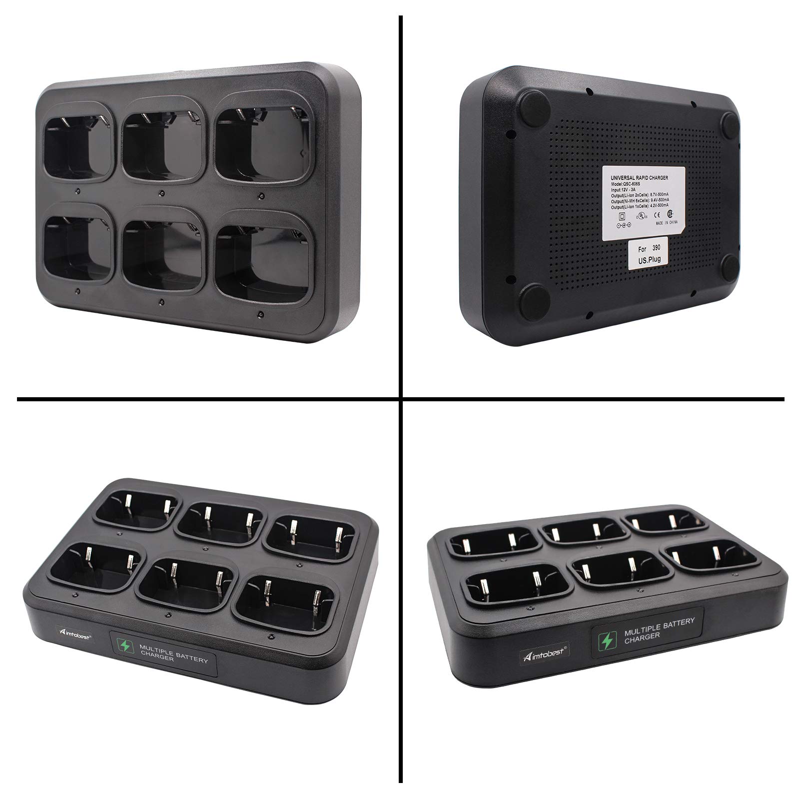 6-Bank Multi-Unit Fast Charger for Tytera TYT MD-390 MD-UV390 MD-680 RT8 RT81 RT82 RT83 RT87 RT47 RT50 - Perfect for Police, Security & Emergency Communication Devices