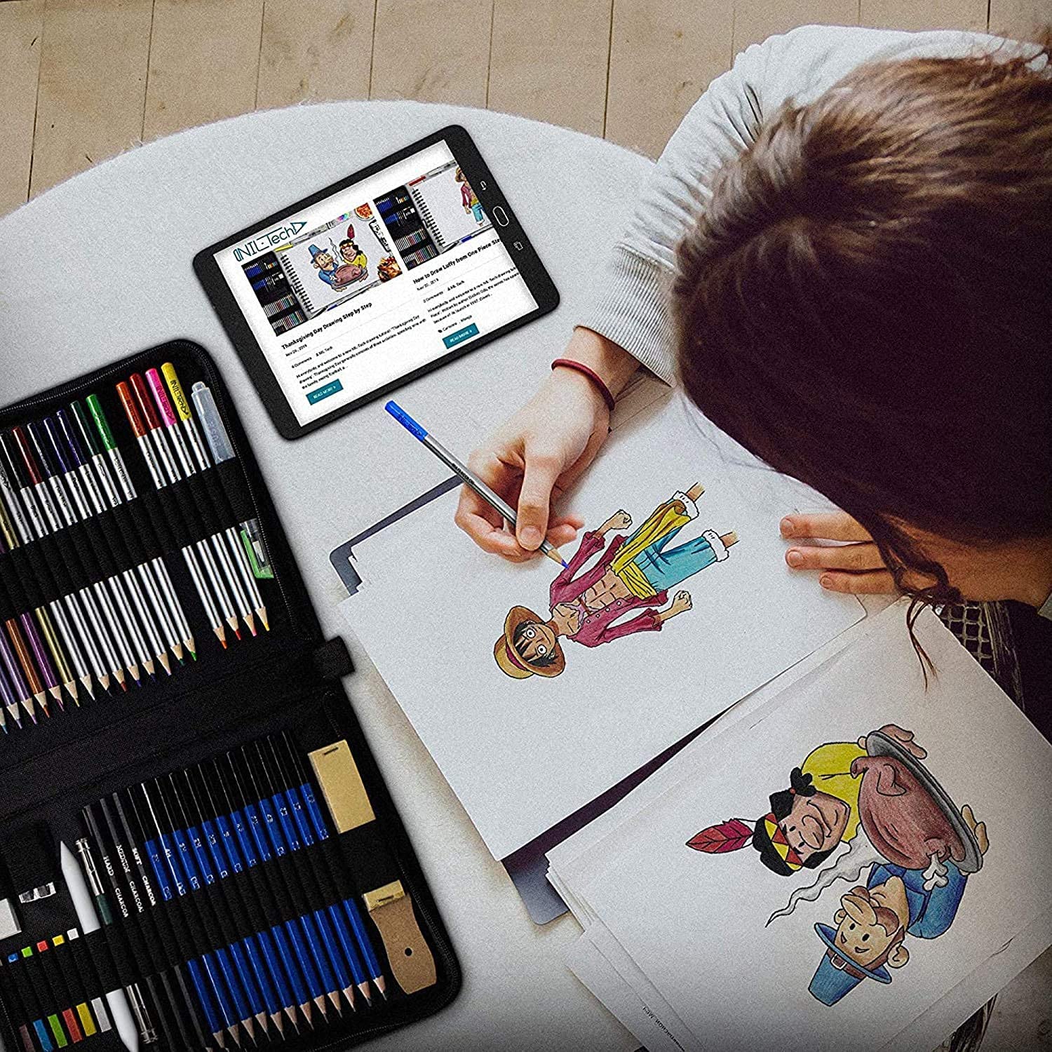 Premium 55-Piece Drawing Pencils Set for Artists - Professional Sketch, Charcoal & Graphite Pencils for Kids, Teens & Adults | Includes Free Digital Drawing Tutorials eBook & Sketchbook | Perfect for Art Classes, DIY Projects & Creative Gifts