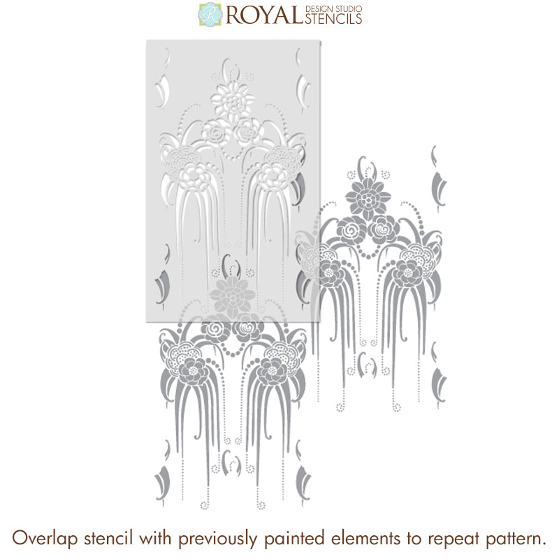 Amelie Floral Wall Stencil for DIY Home Decor - Reusable Painting Template for Bedroom, Living Room & Nursery Wall Art